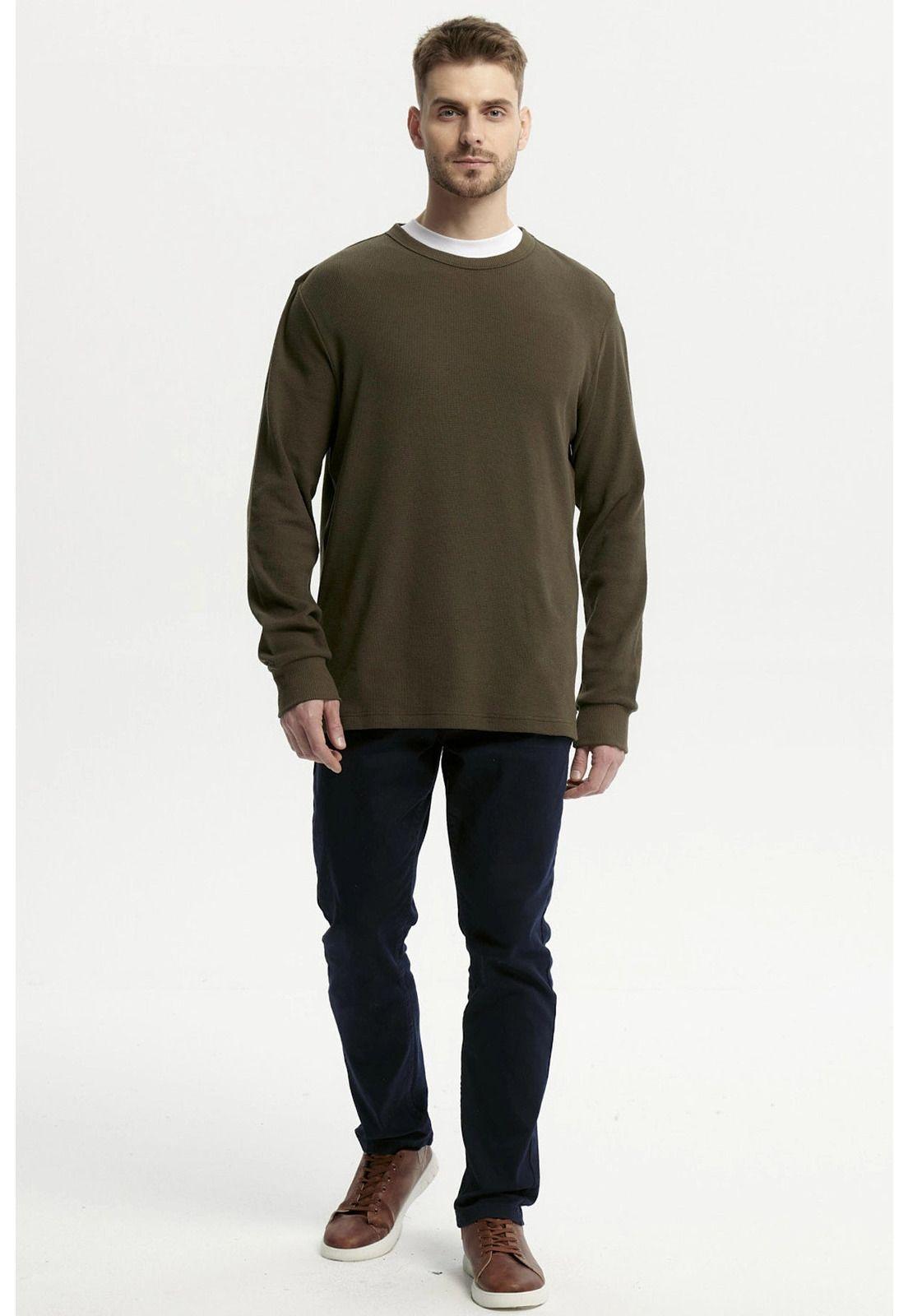 Polera Hombre Slim Verde Olivo-3