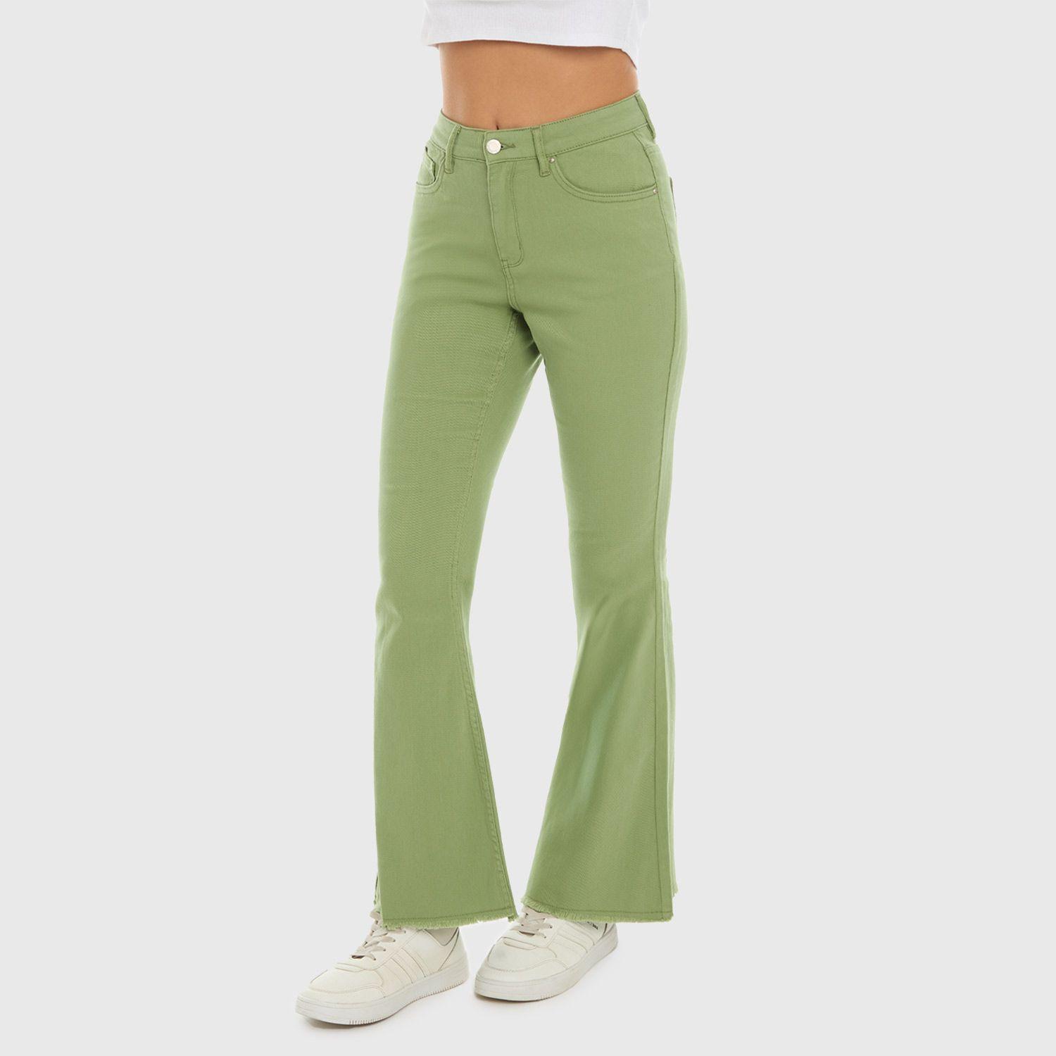 Jeans Mujer Flare Monse Verde Musgo Fashion's Park-1