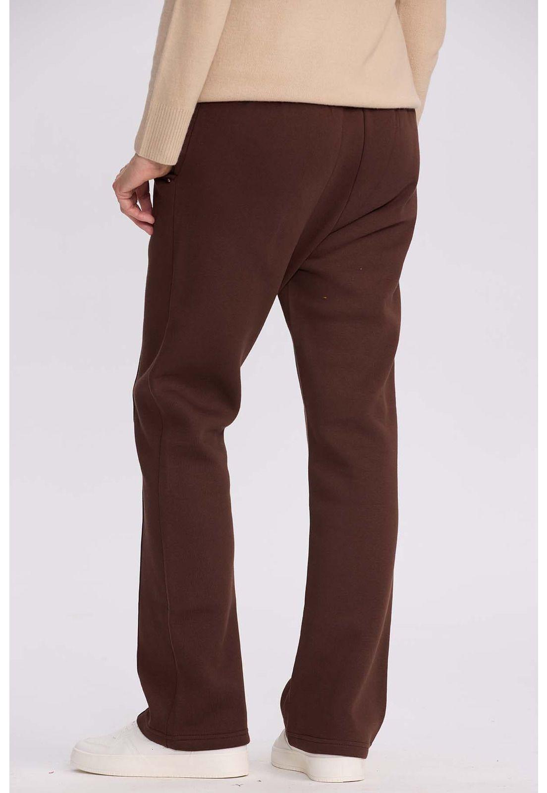 Pantalón Buzo Mujer Flare Clásico Café-2