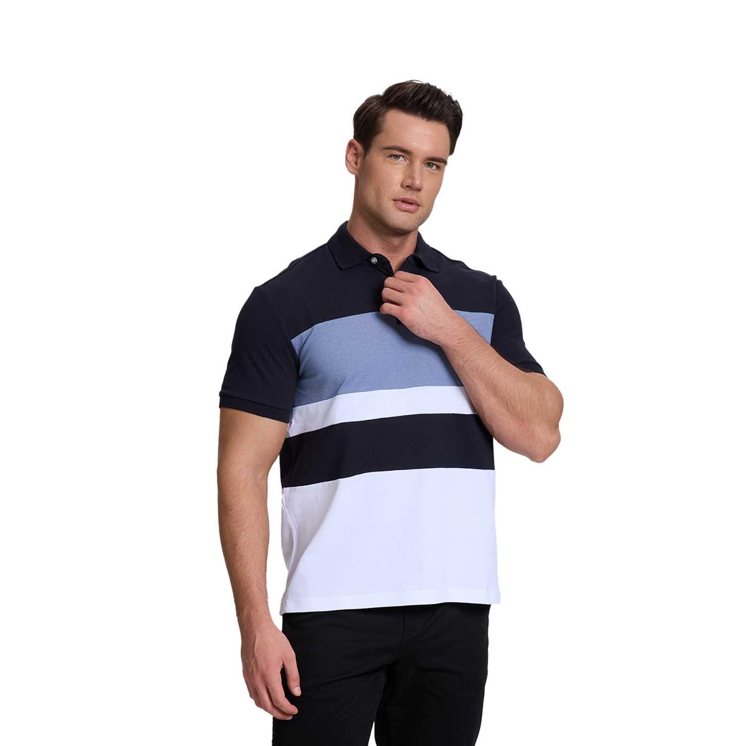 Polera Hombre Franjas Tropical Celeste Fashion's Park-0