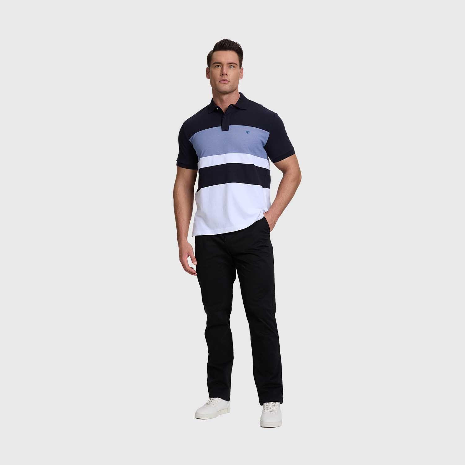 Polera Hombre Franjas Tropical Celeste Fashion's Park-3