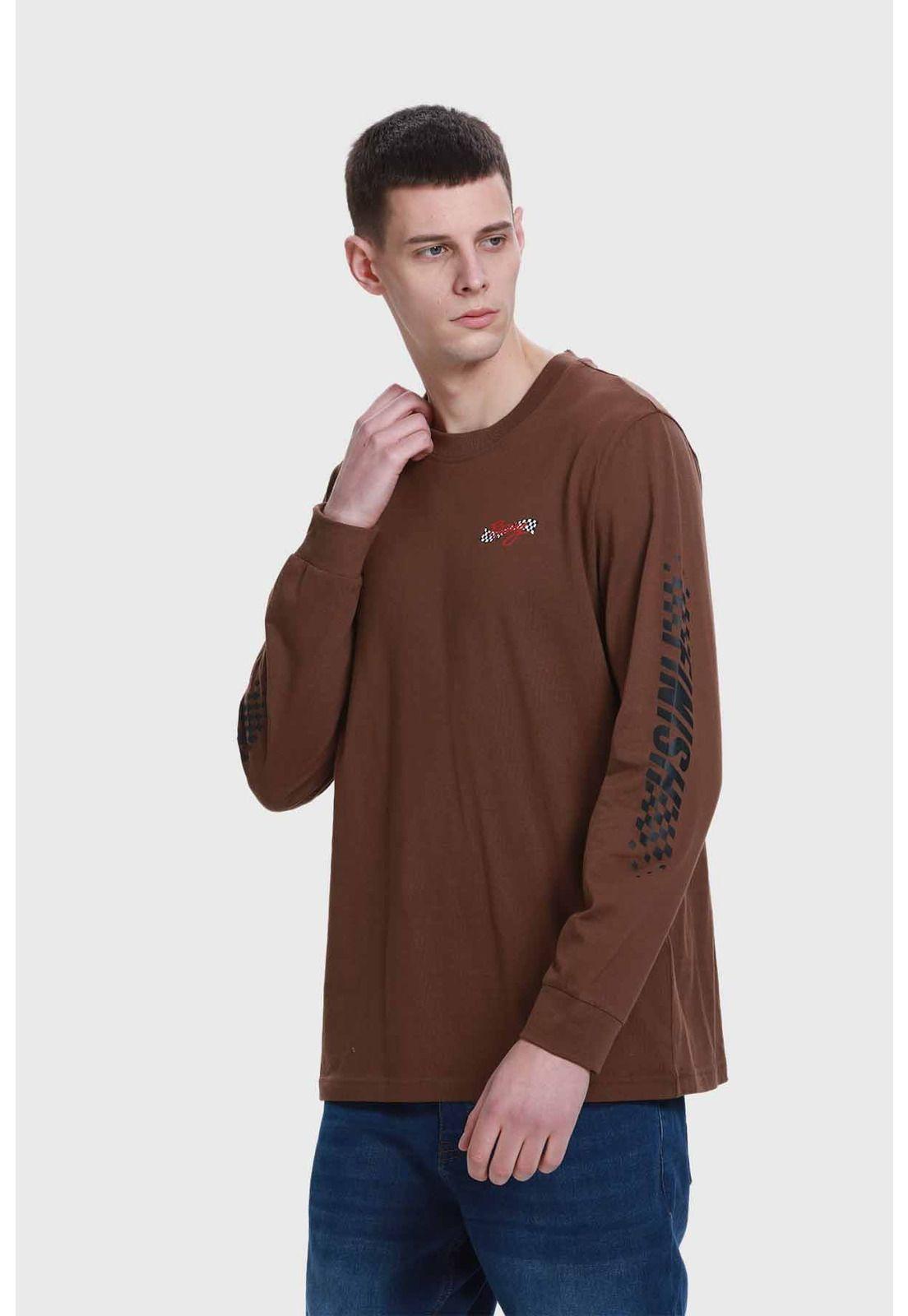 Polera Hombre Print Manga Chocolate-1