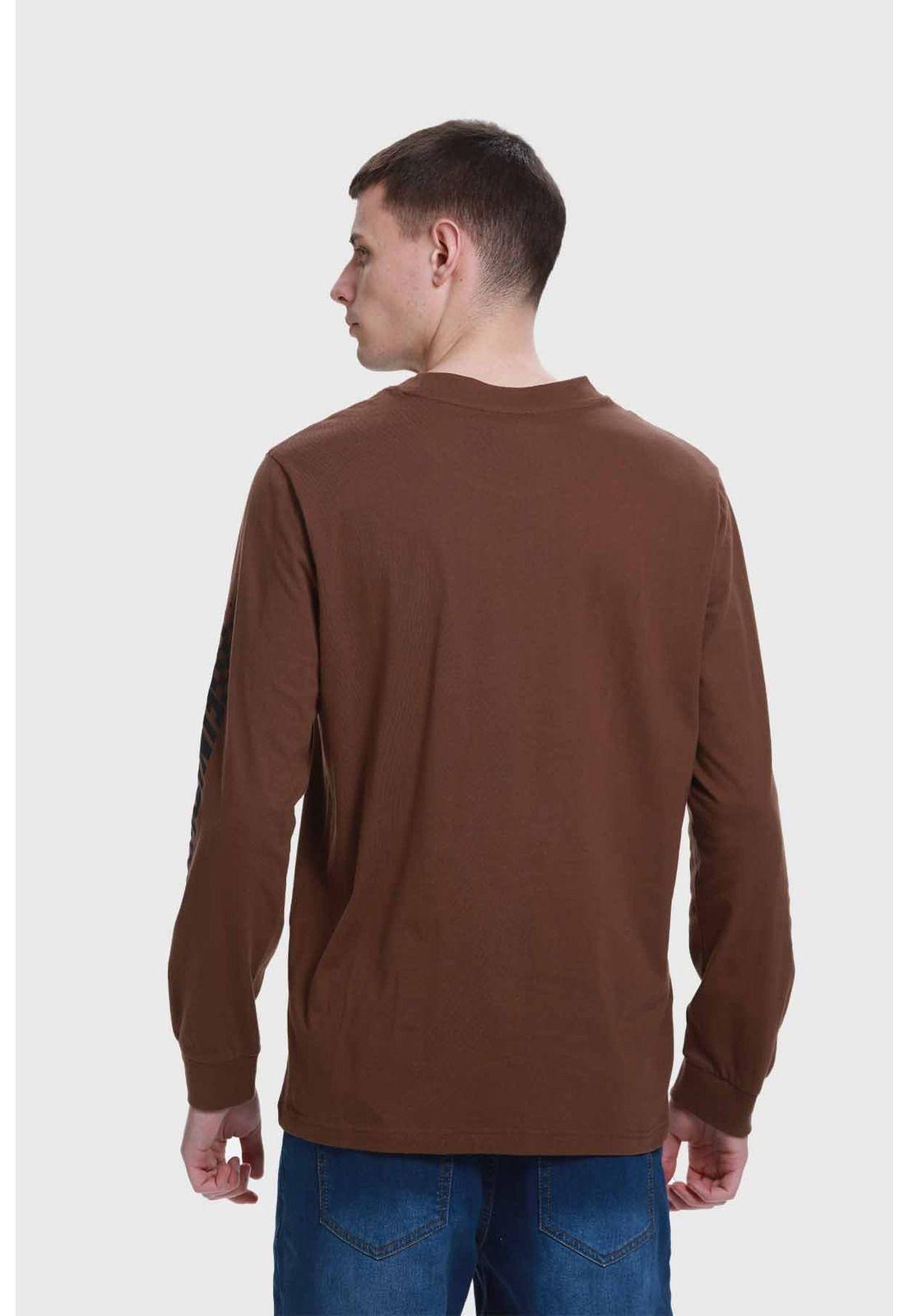 Polera Hombre Print Manga Chocolate-2