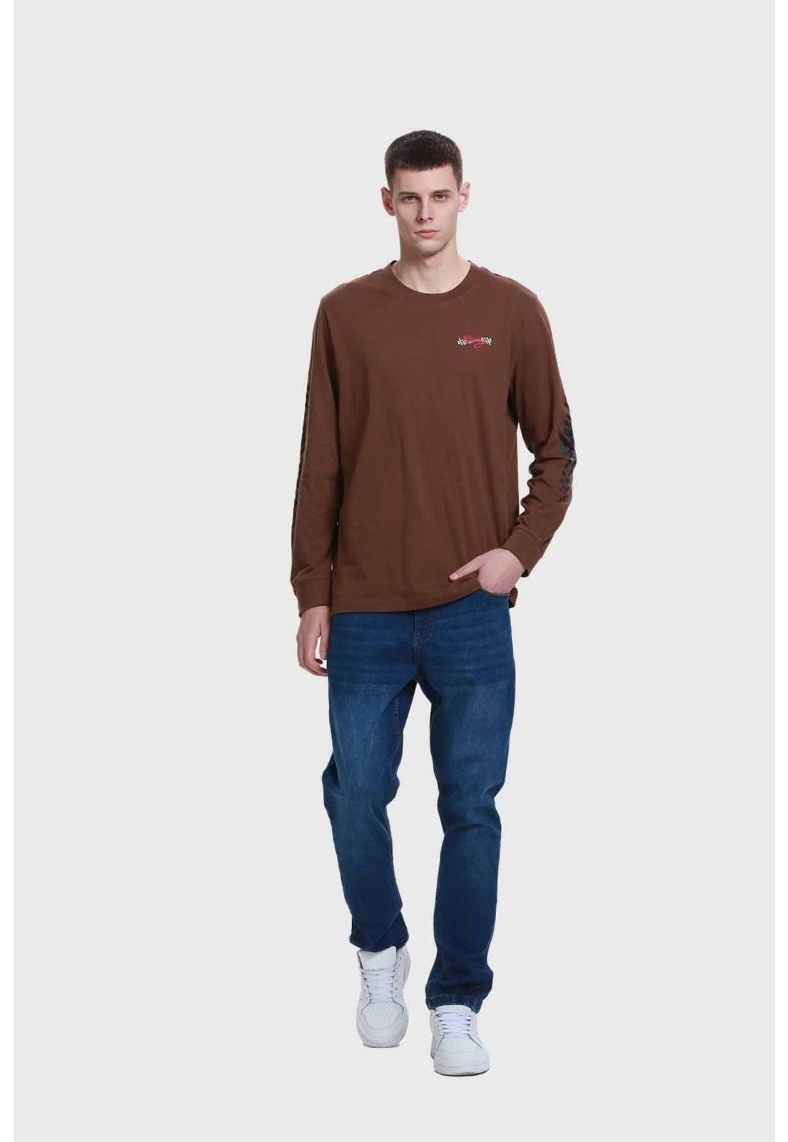 Polera Hombre Print Manga Chocolate-3