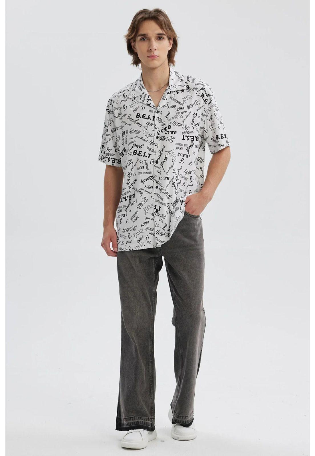 Camisa Hombre Full Print Blanco - ll-3