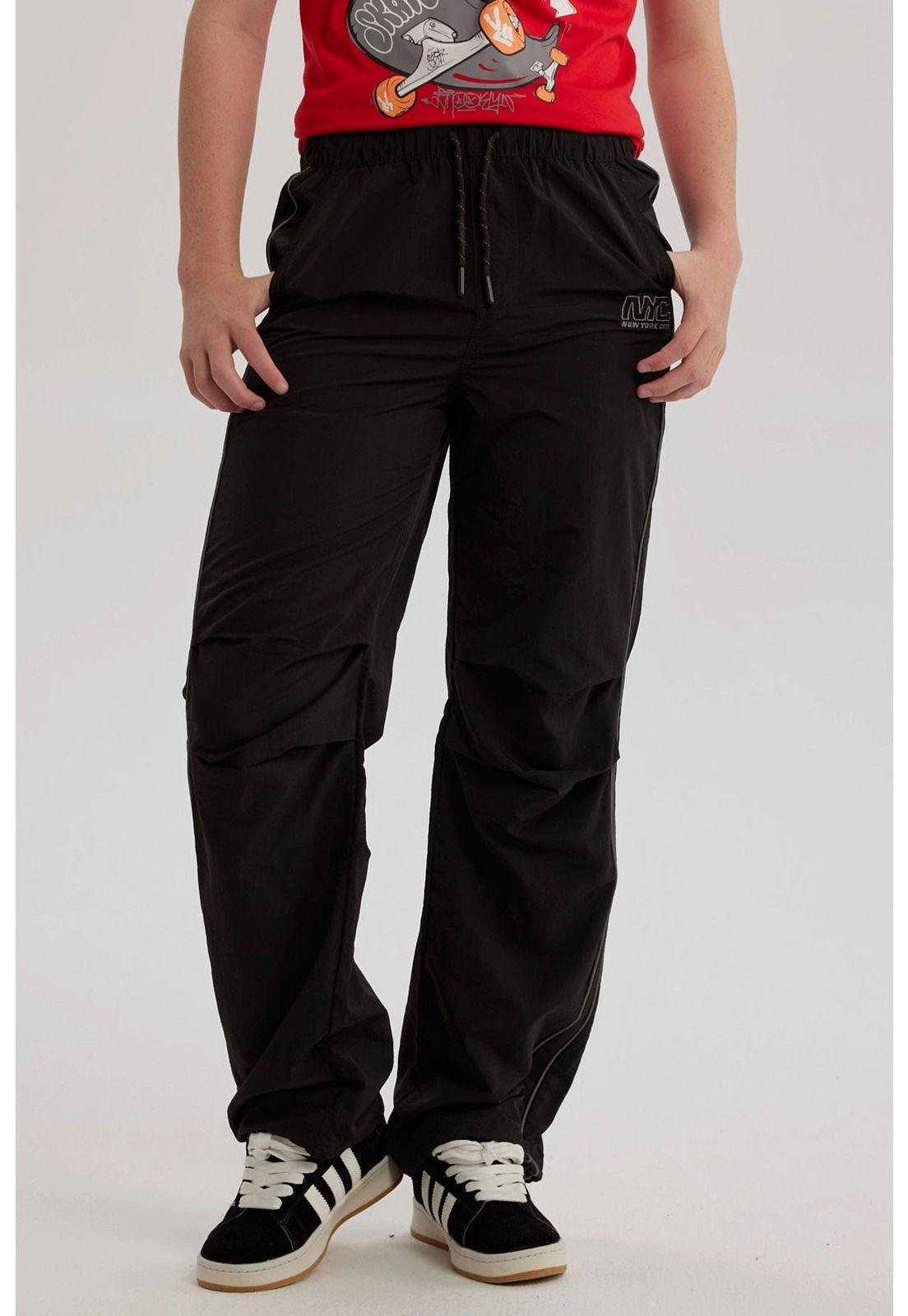 Pantalón Niño Piping Reflectante Negro-0