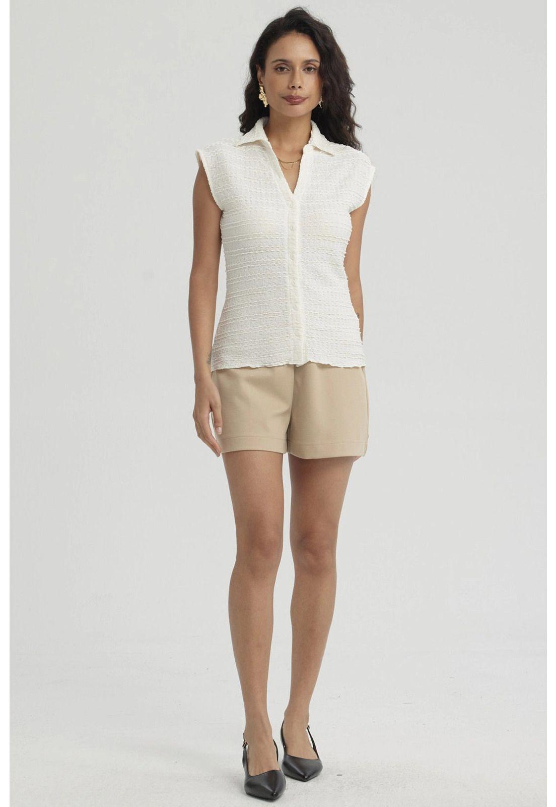 Polera Mujer Textura Abotonada Crudo-1