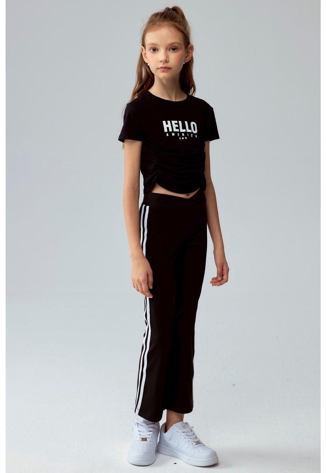 Calza Niña Flare Con Pretina Negro-3