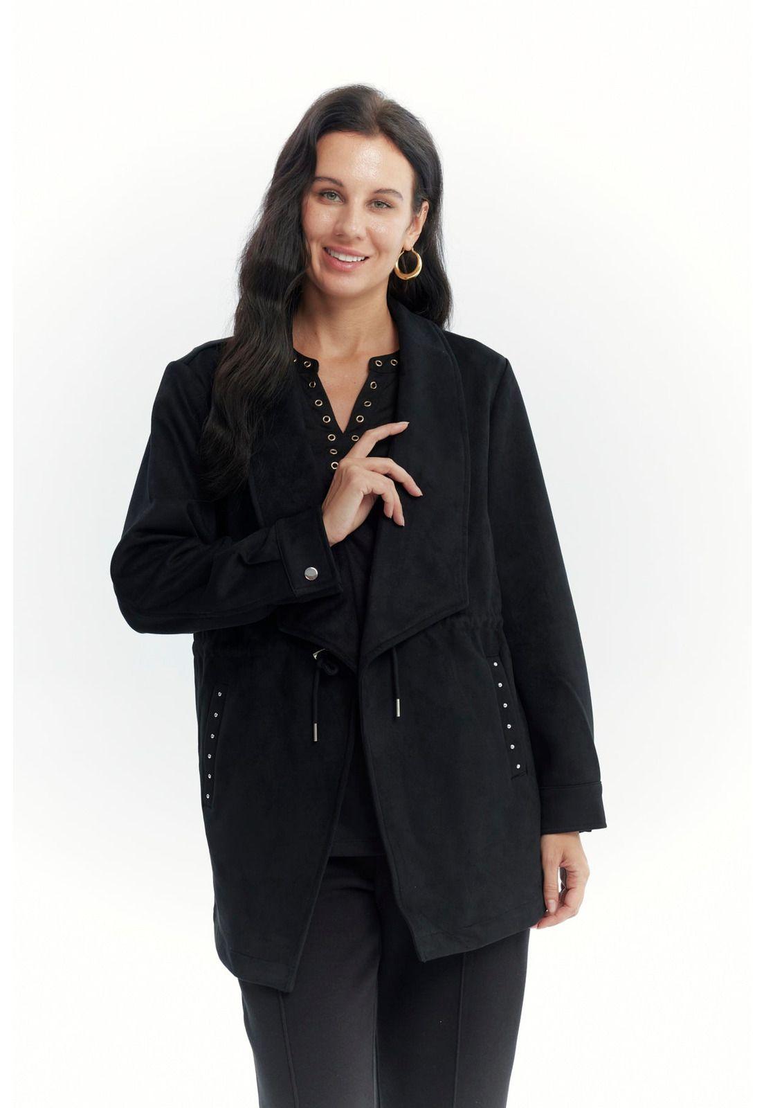 Chaqueta Mujer Lisa Casual Negro-0