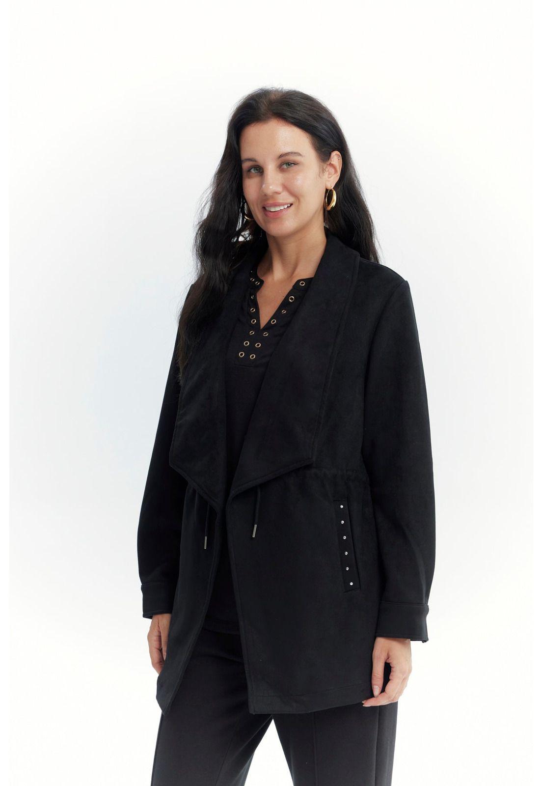 Chaqueta Mujer Lisa Casual Negro-1