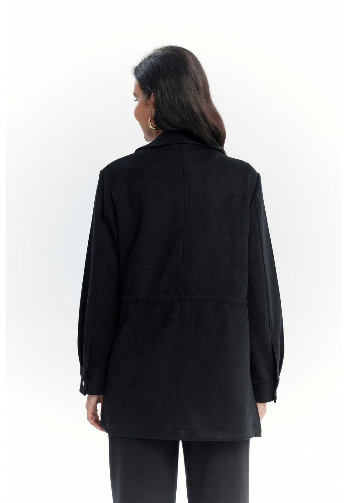 Chaqueta Mujer Lisa Casual Negro-2