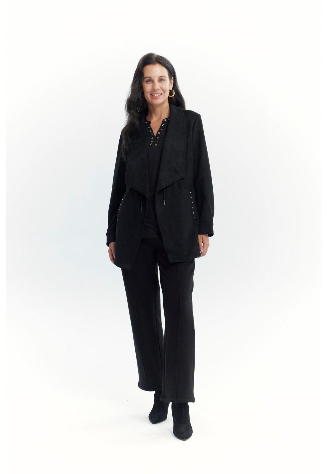 Chaqueta Mujer Lisa Casual Negro-3
