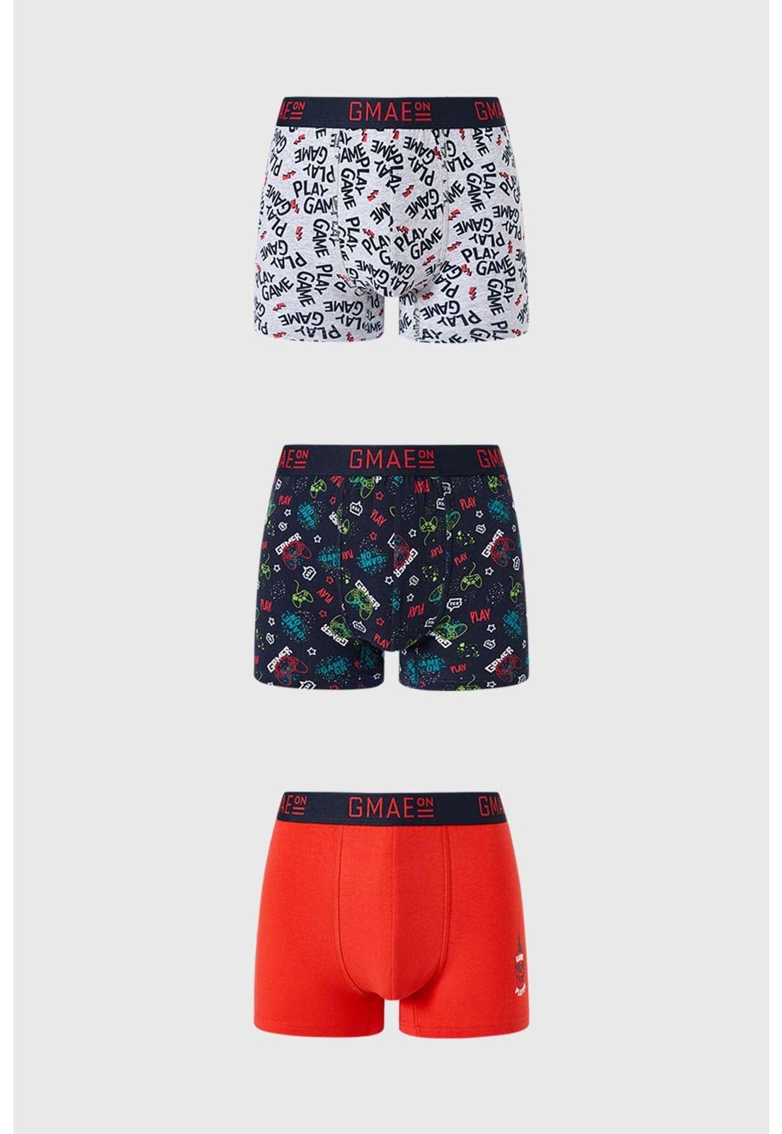 Bóxer Niño Tripack Full Rapport Rojo-0