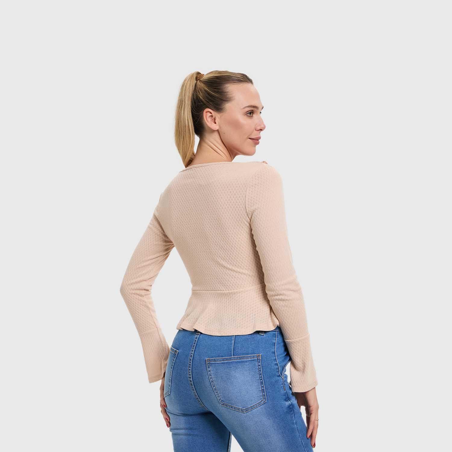 Polera Mujer Con Vuelos Beige Fashion's Park-2