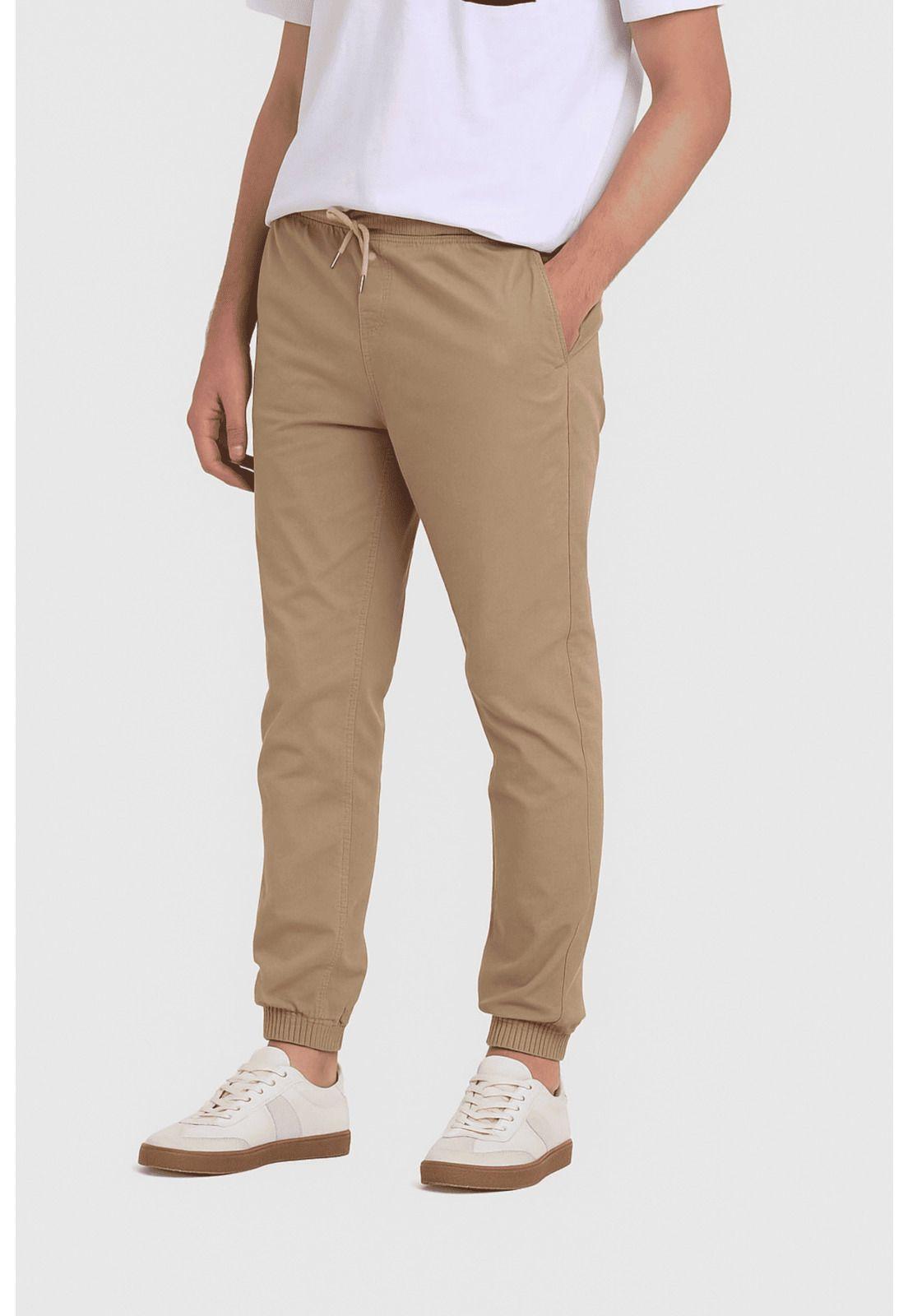 Pantalón Hombre Jogger Básico Beige-0