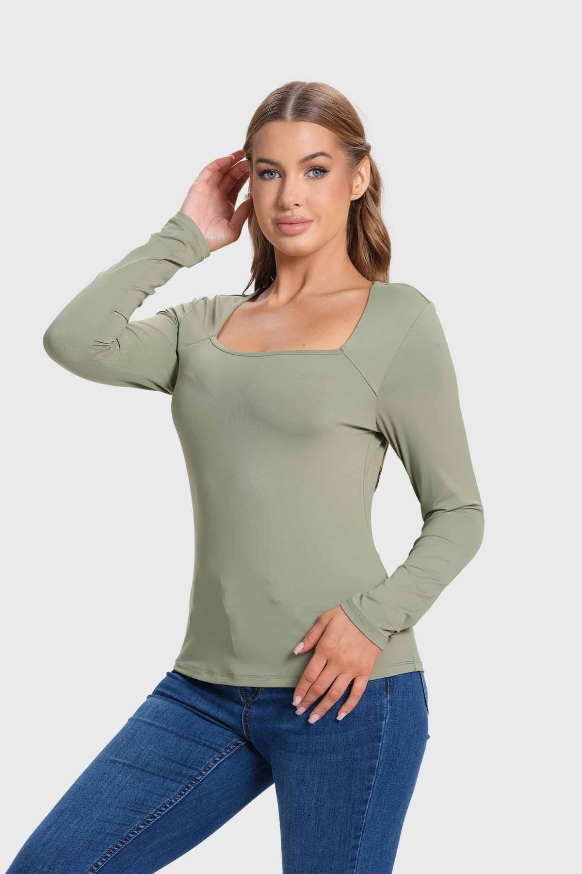 Polera Mujer Escote Cuadrado Verde-0