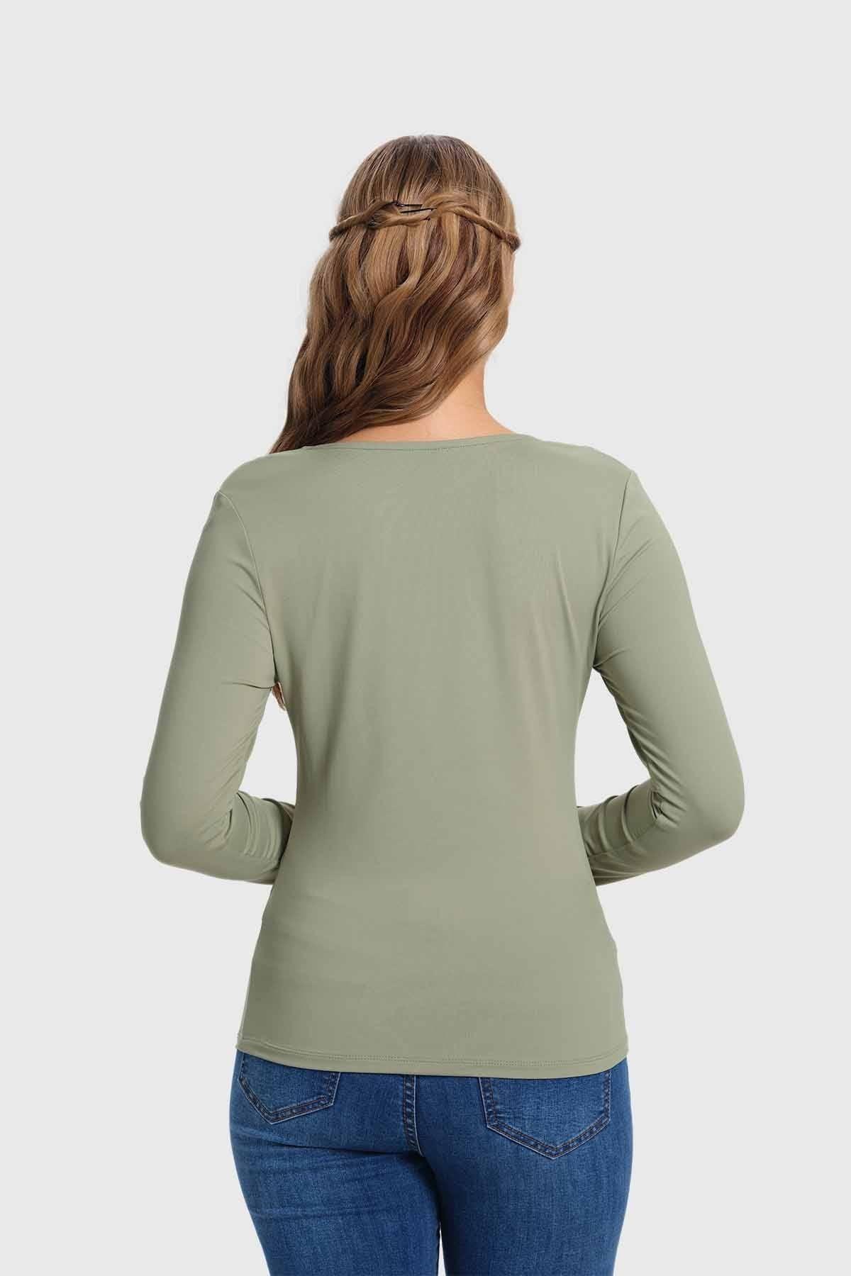 Polera Mujer Escote Cuadrado Verde-1