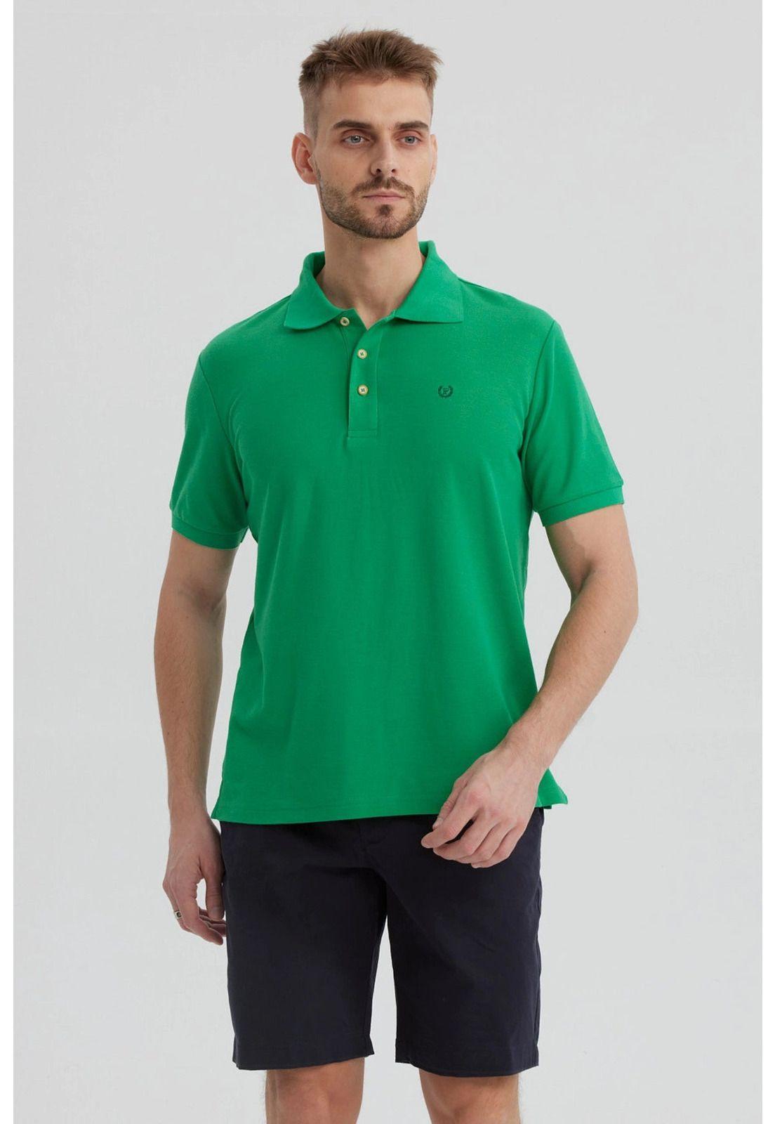 Polera Hombre Pique Básica Lisa Verde - V-0