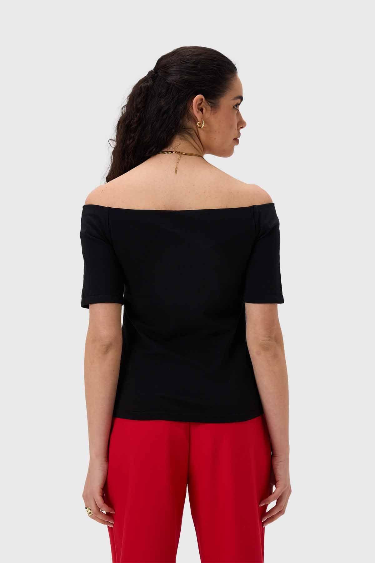 Polera Mujer Con Bardot Negro-2