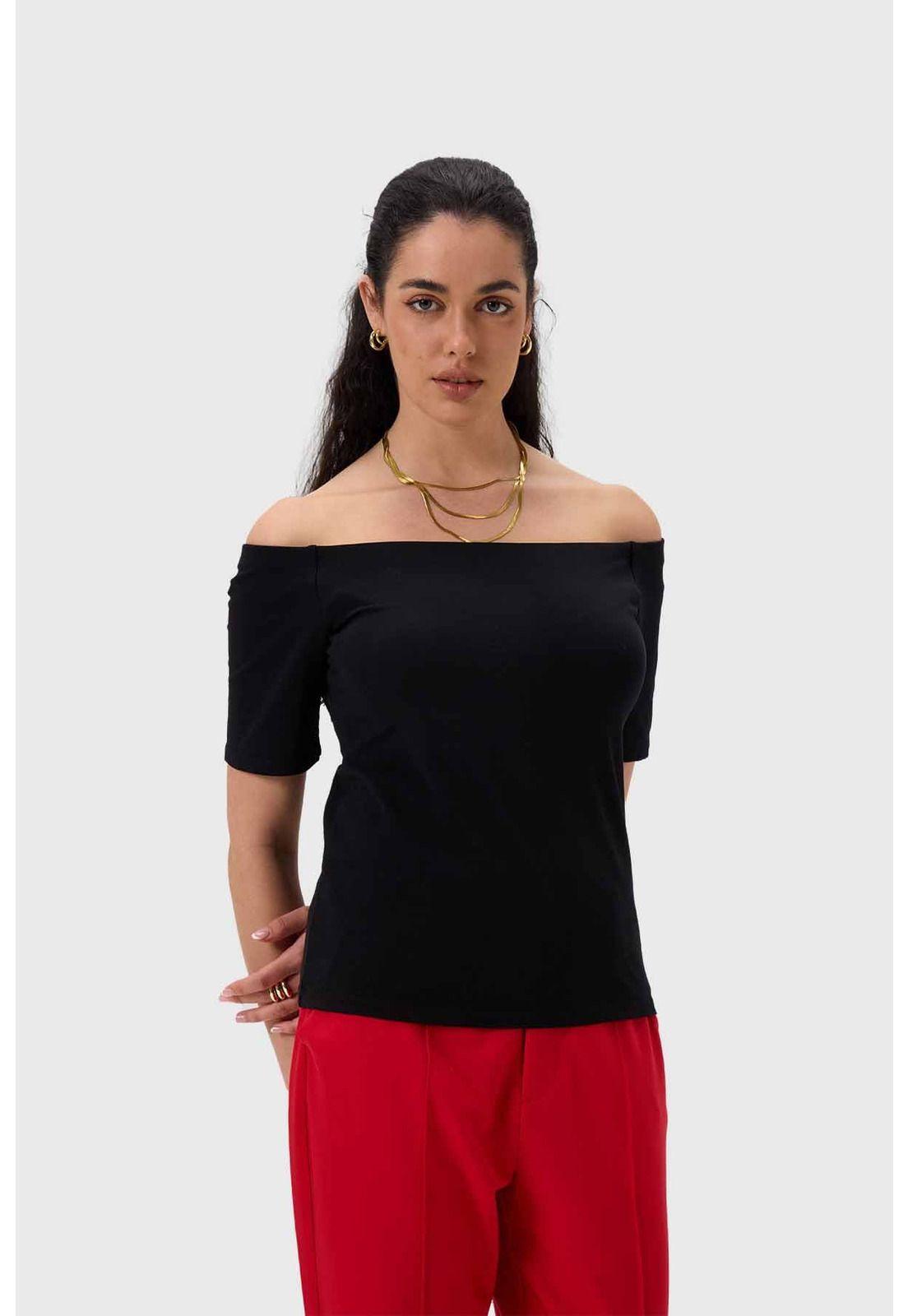 Polera Mujer Con Bardot Negro-0
