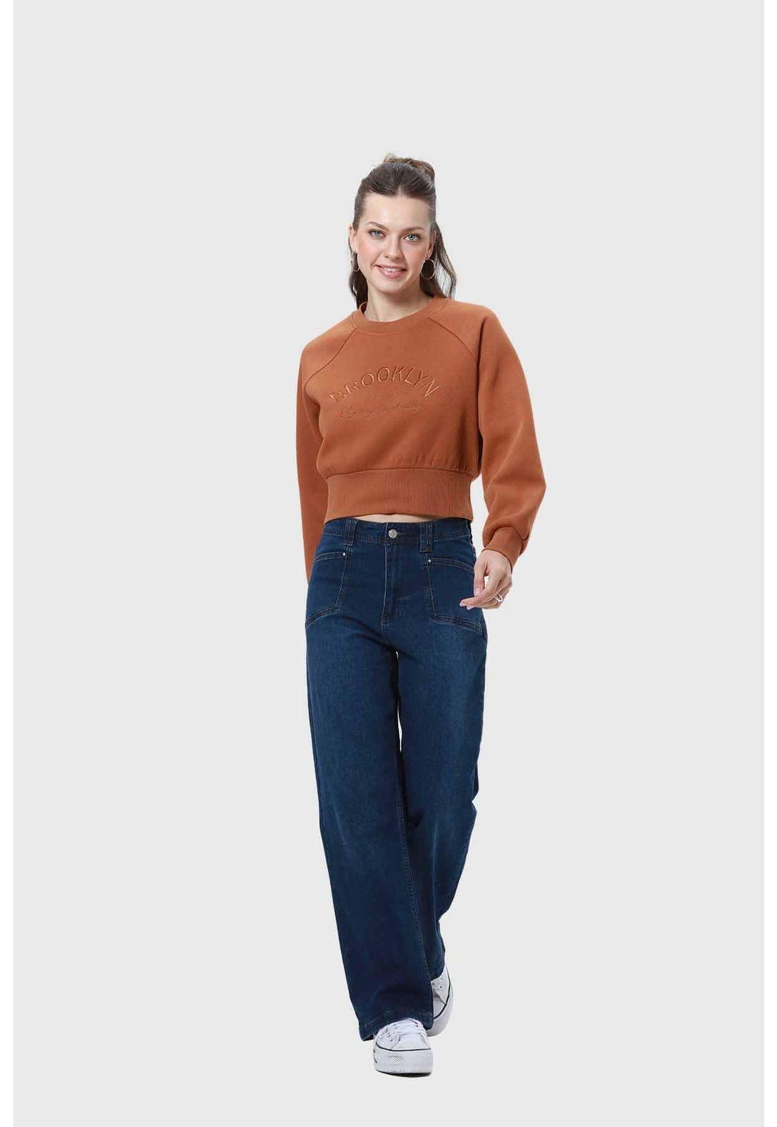 Polerón Mujer Pretina Ancha Café-3