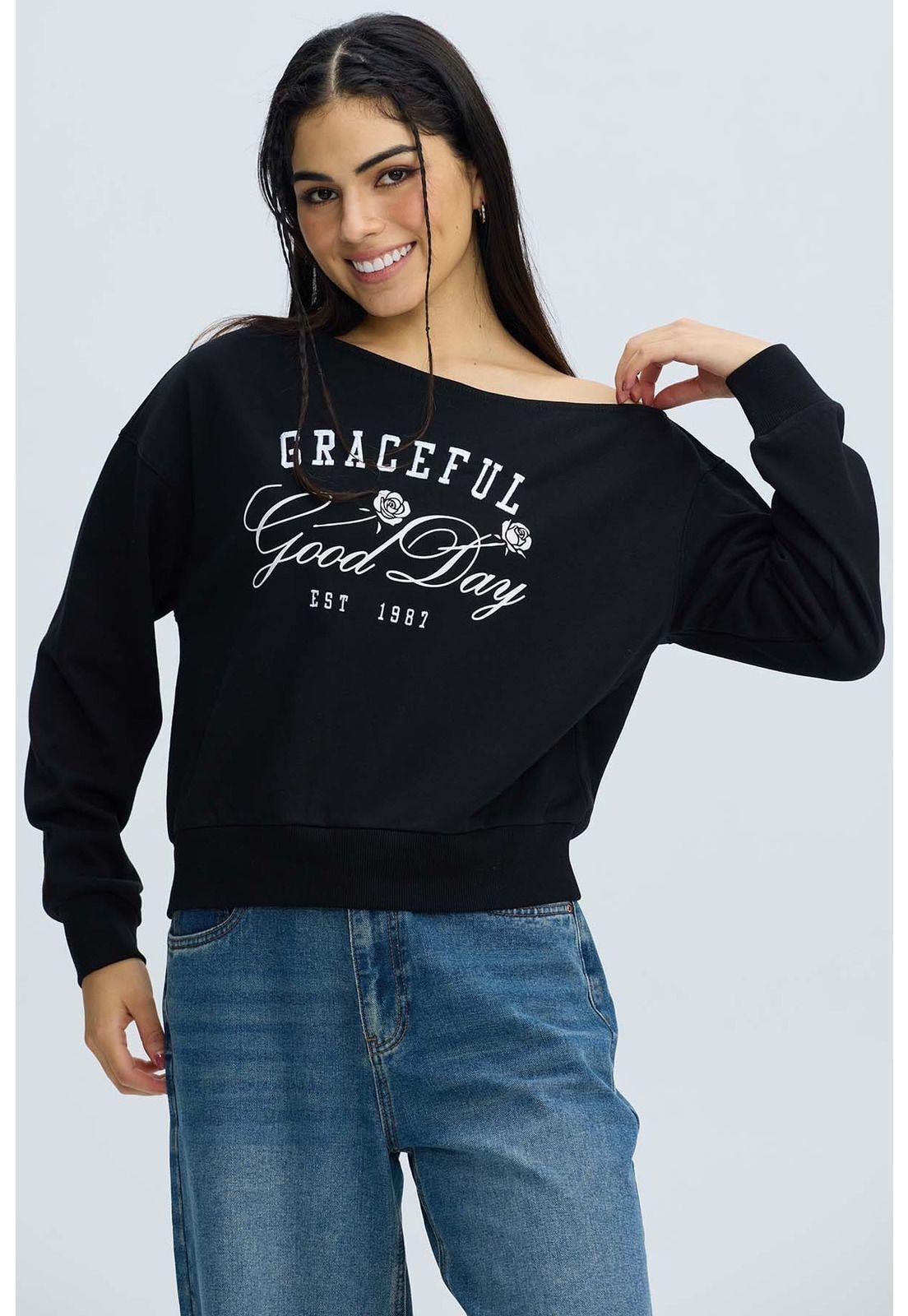 Polerón Mujer Asimétrico Negro-0