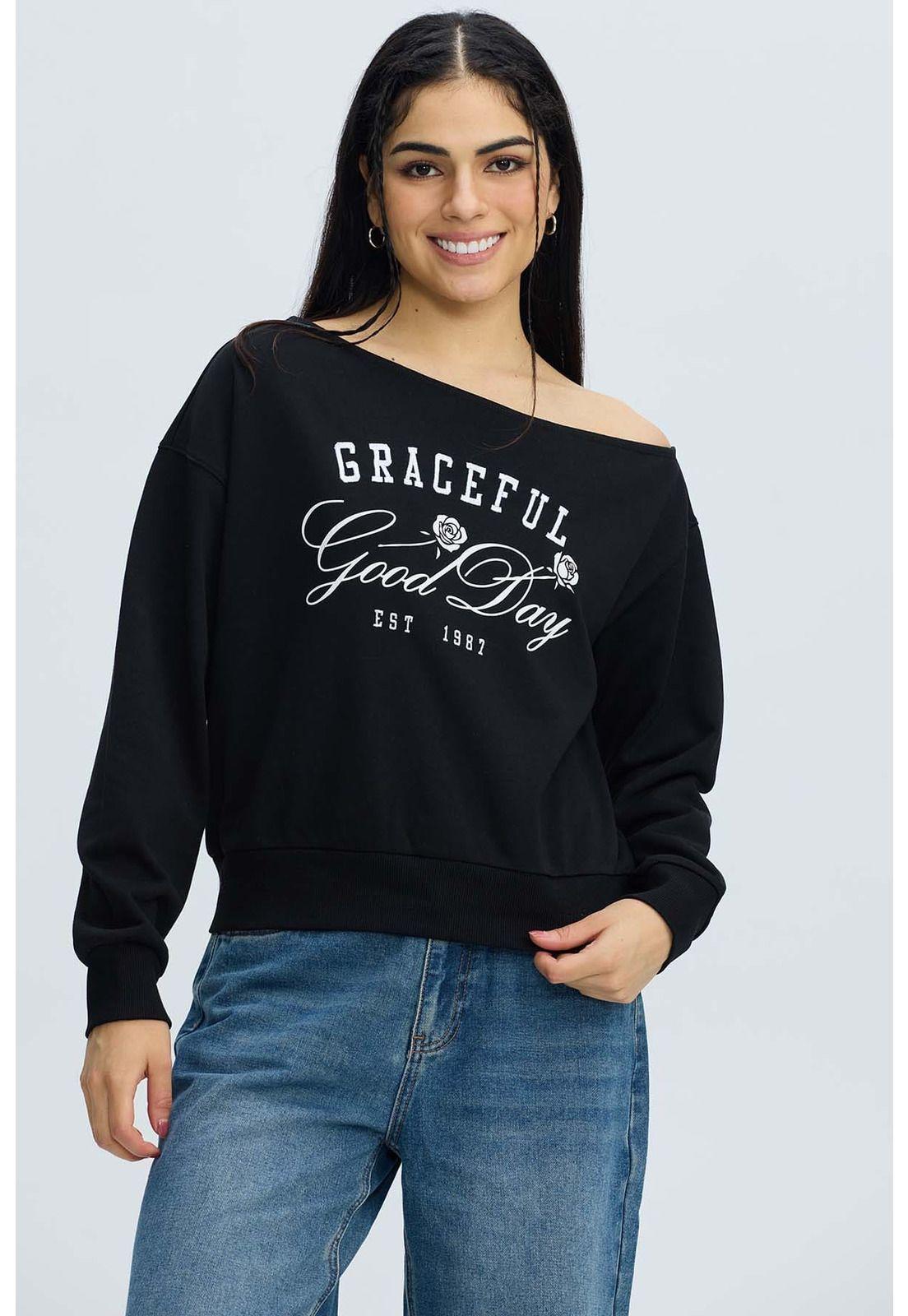 Polerón Mujer Asimétrico Negro-1