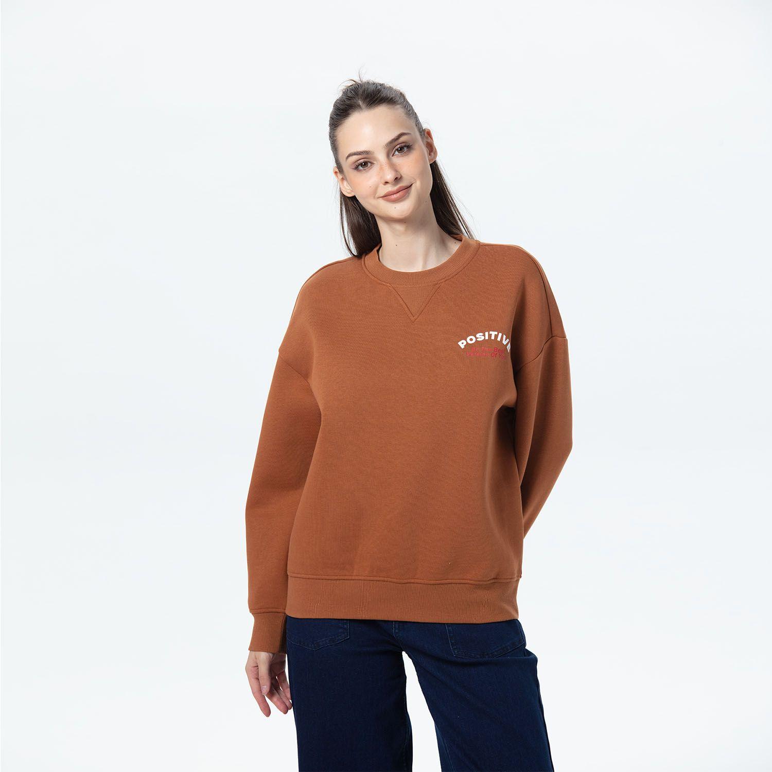 Polerón Mujer Oversize Print Cafe-0