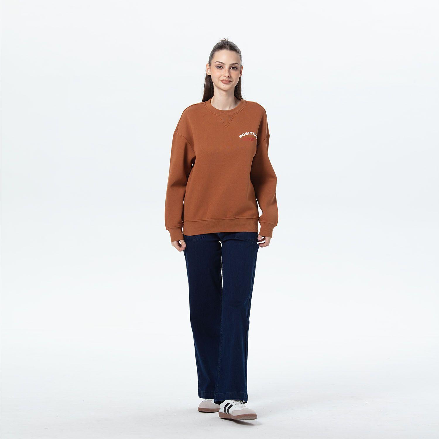 Polerón Mujer Oversize Print Cafe-3