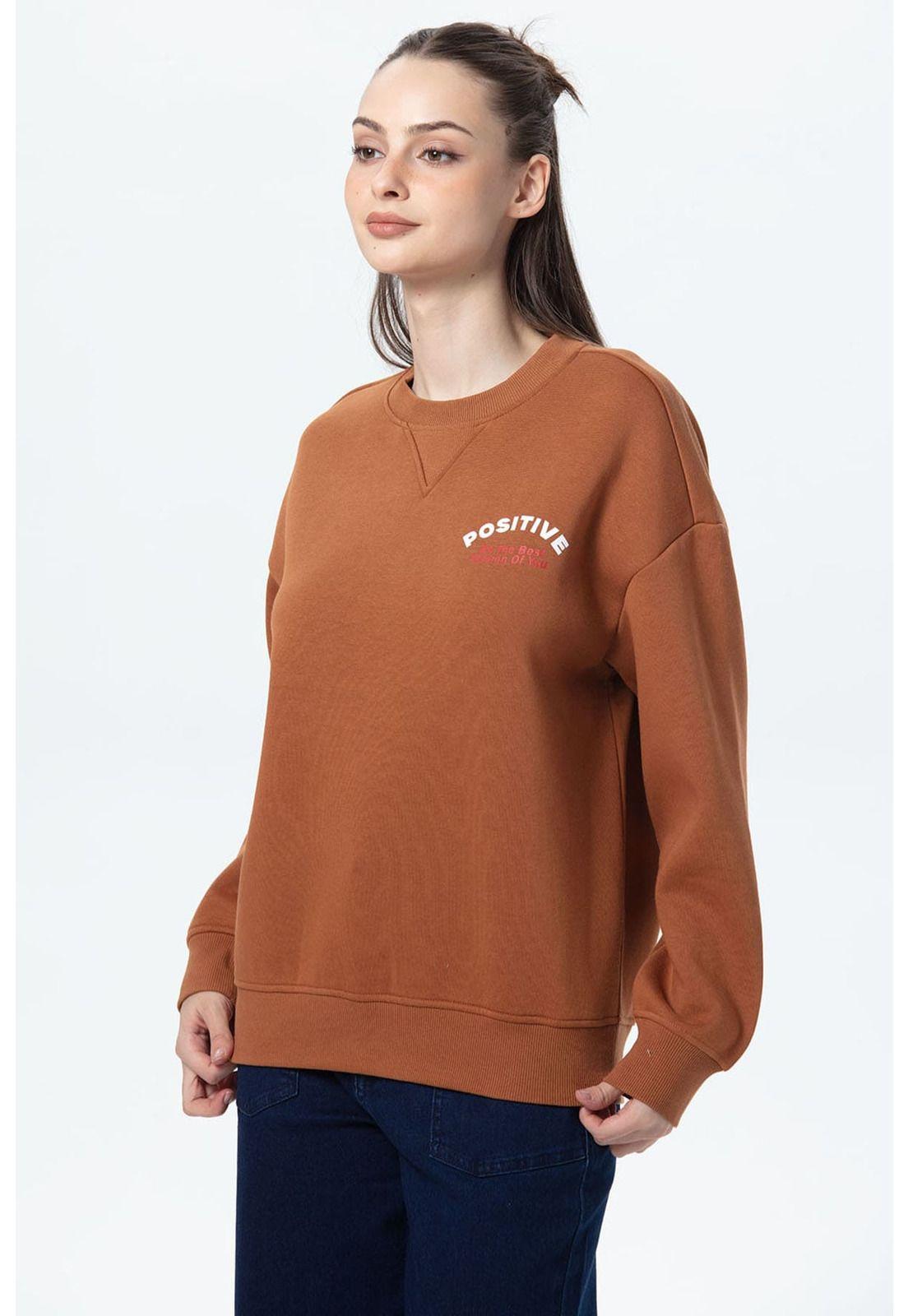 Polerón Mujer Oversize Print Café-1