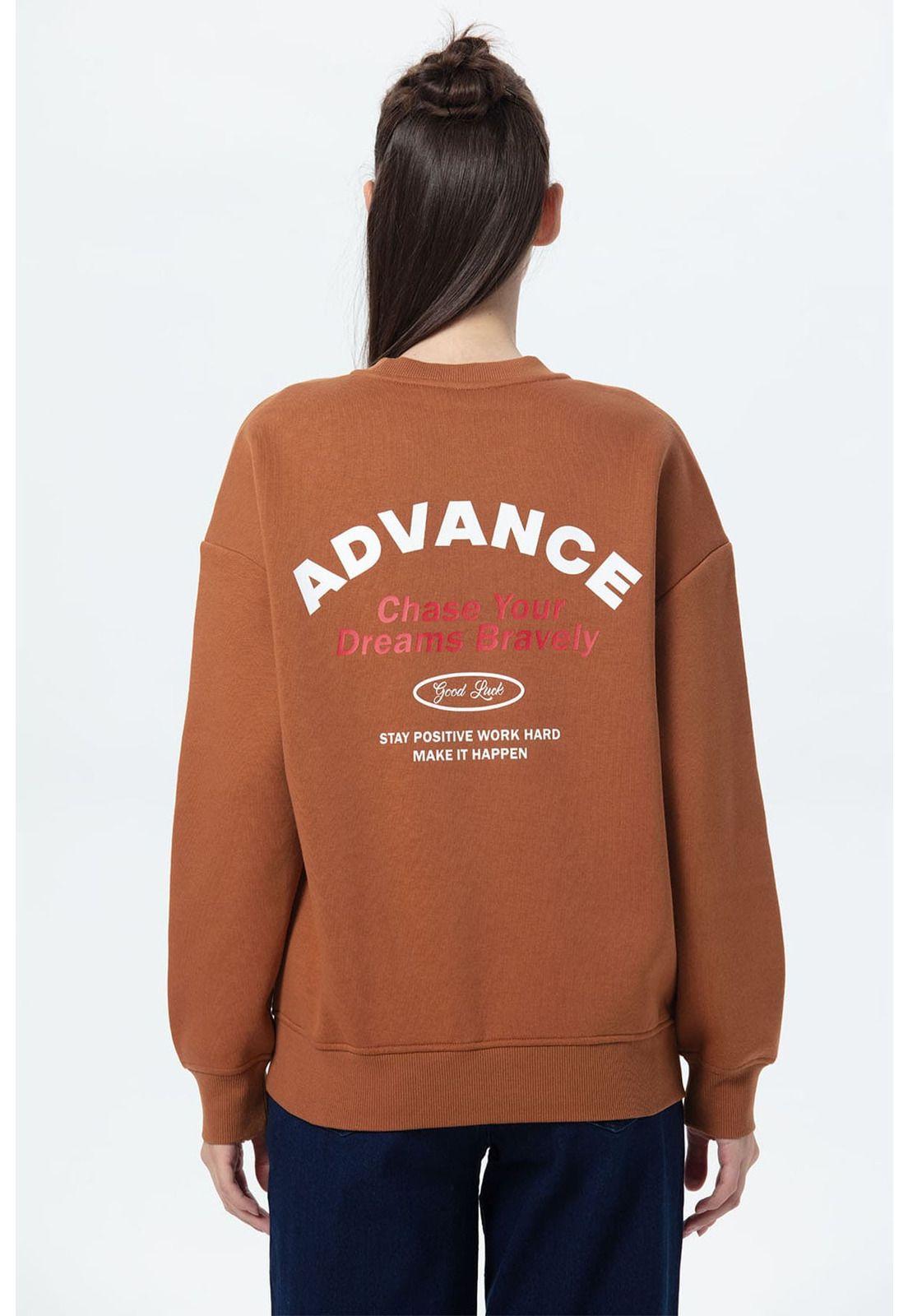 Polerón Mujer Oversize Print Café-2