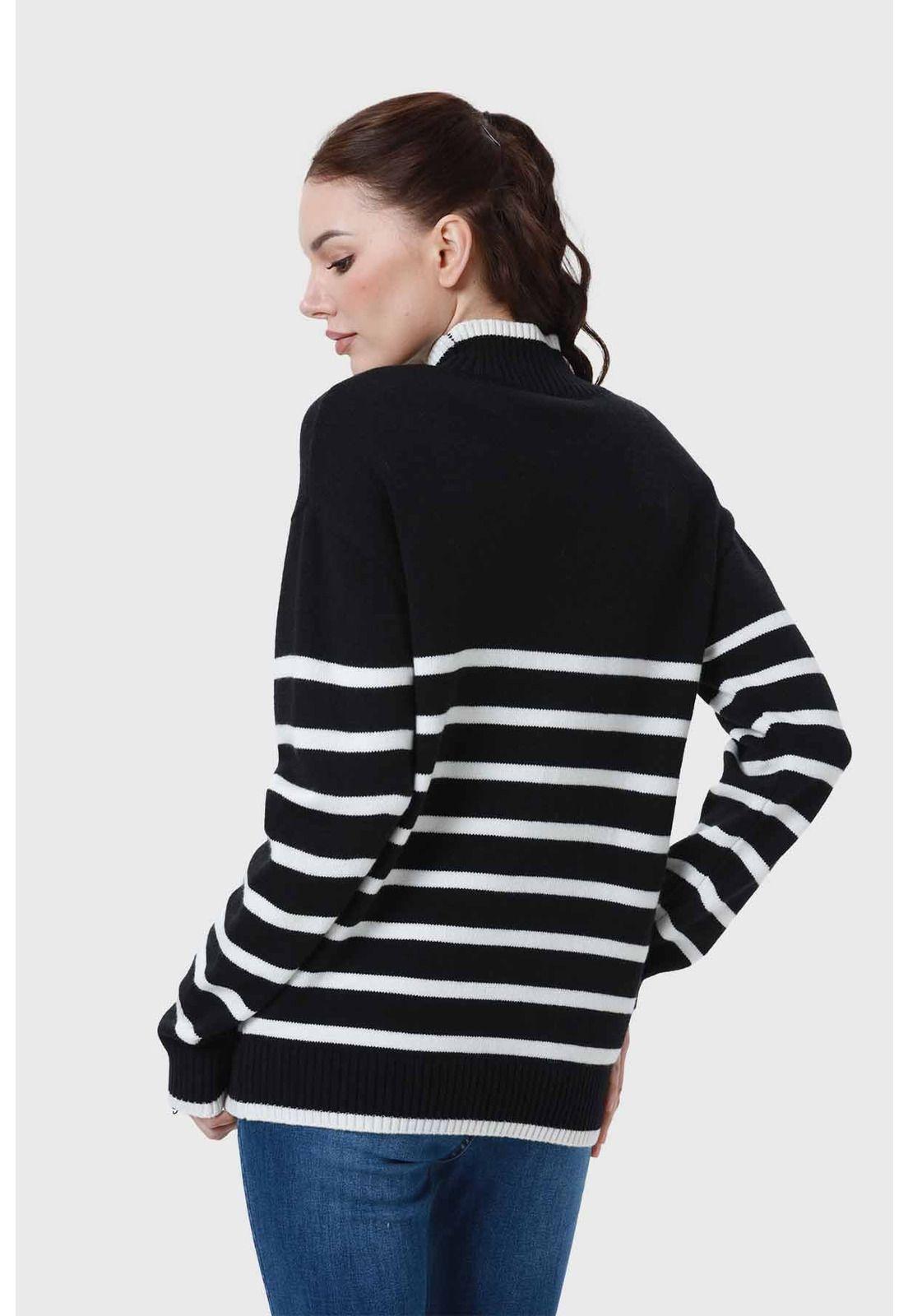 Sweater Mujer Print Negro / Blanco-2