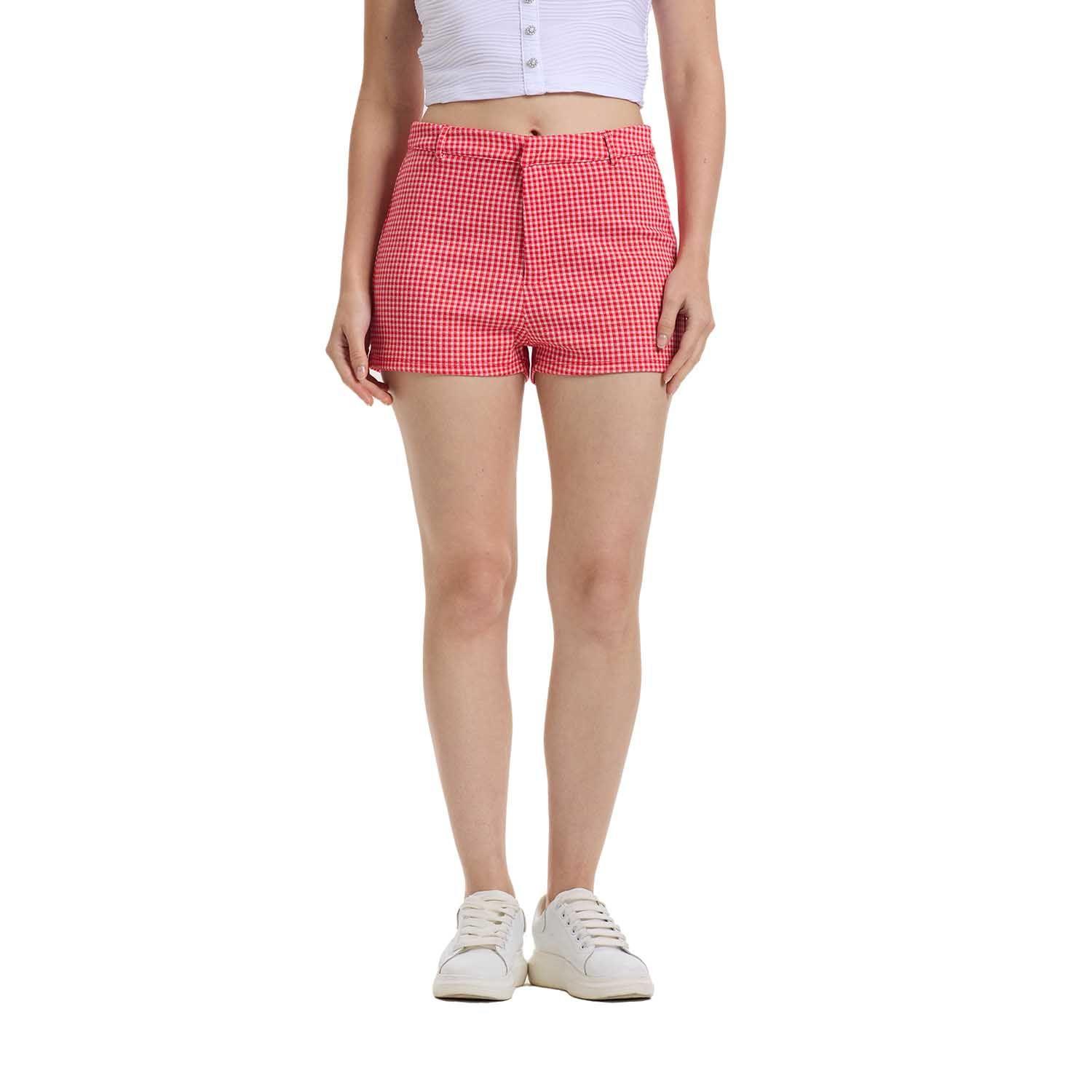 Short Mujer Vichy Rojo Fashion's Park-0