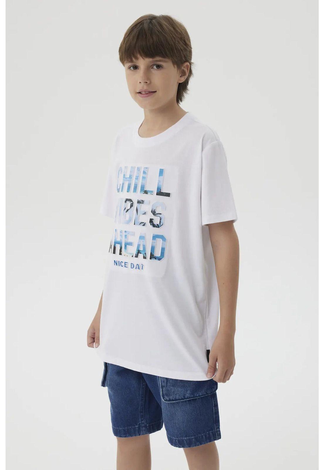 Polera Niño Estampado Playero Blanco-3