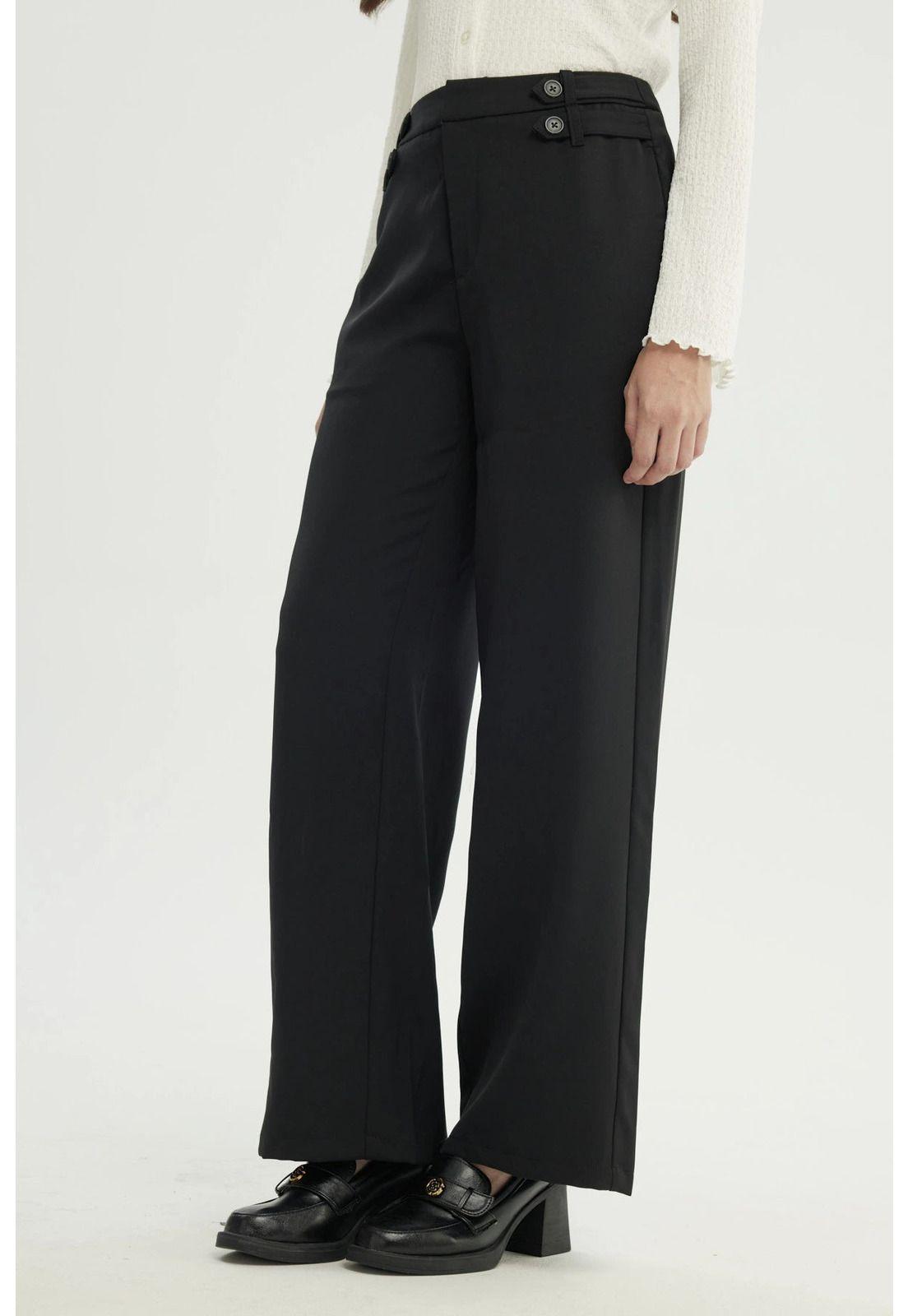 Pantalón Mujer Wide Leg Negro - XVll-1