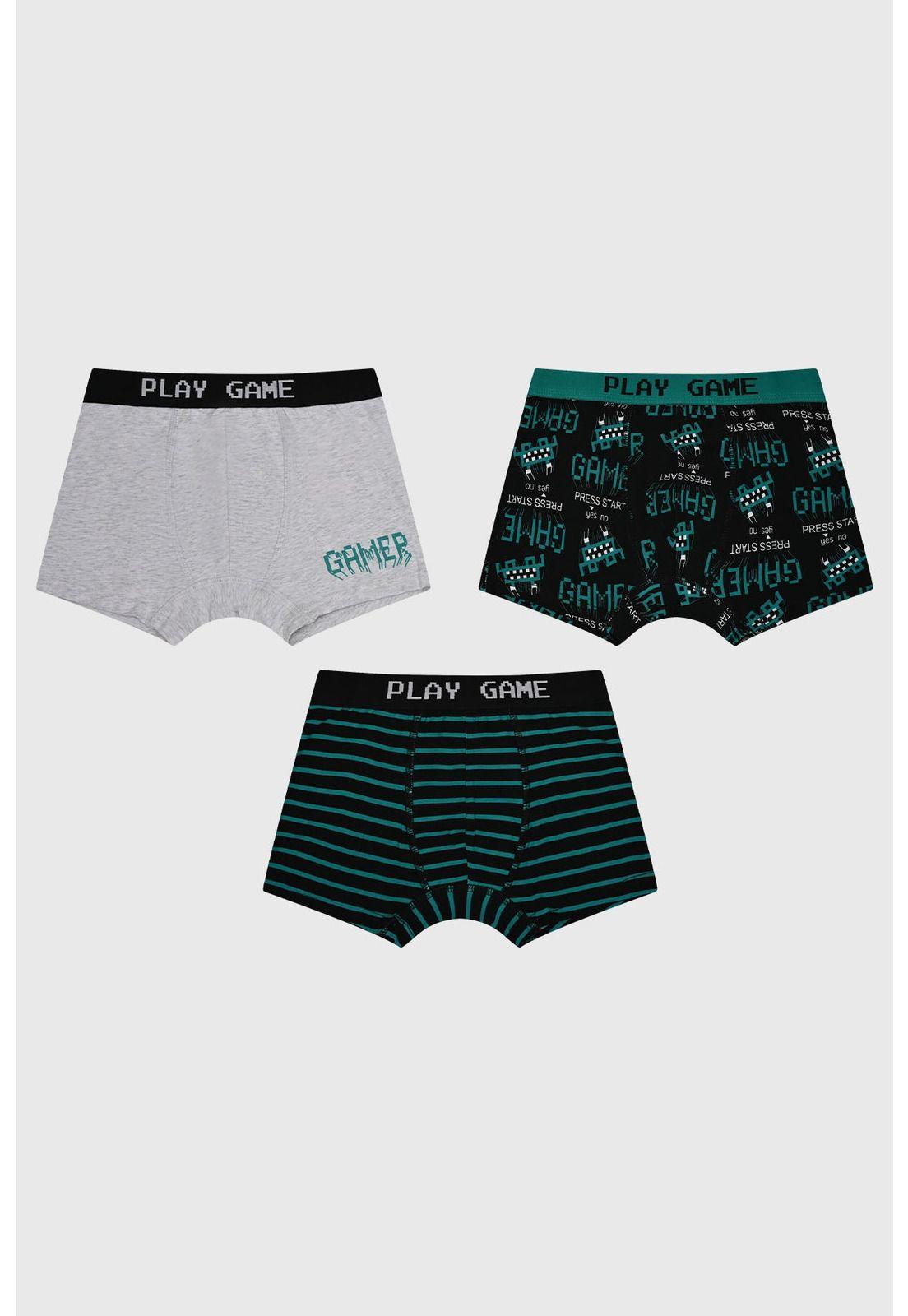 Boxer Niño Tripack Liso Verde-0