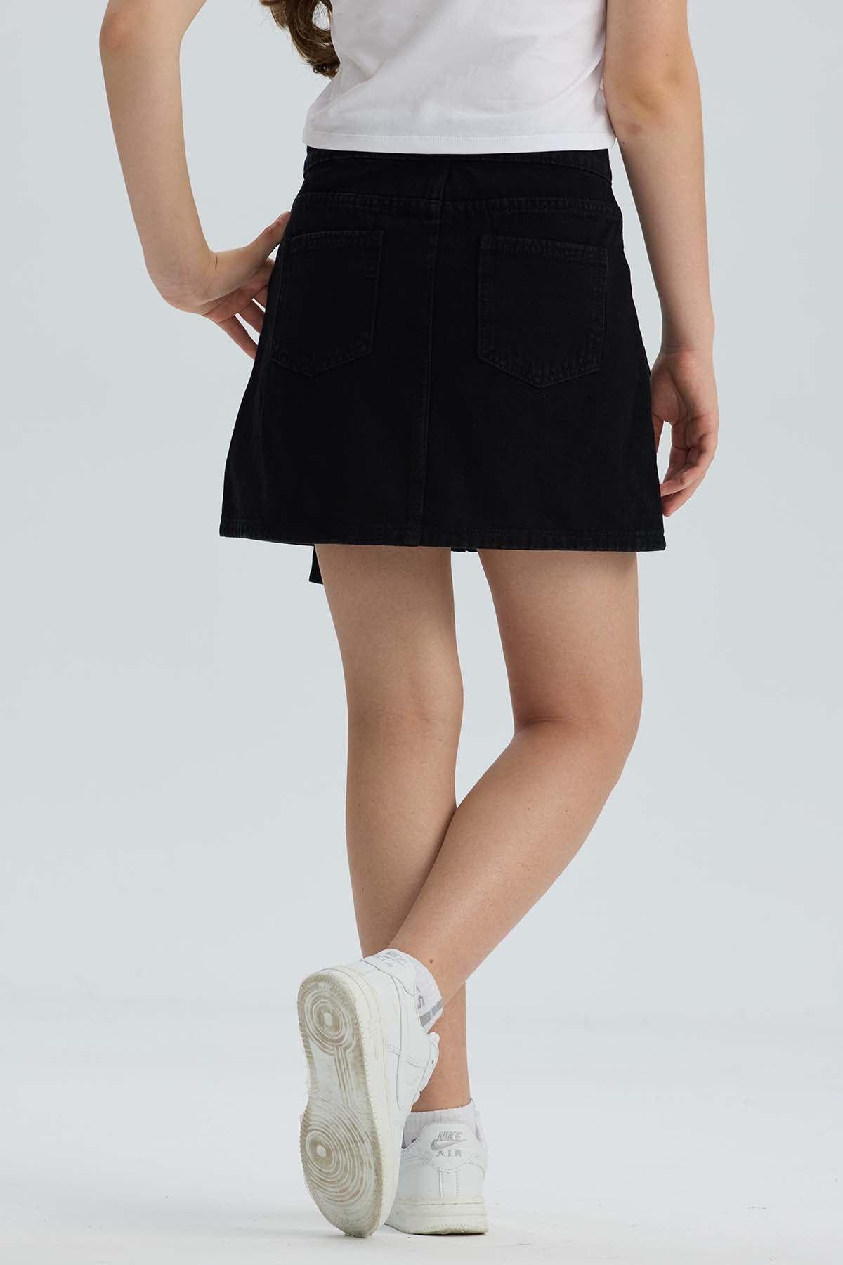 Falda Niña Cargo Negro-2