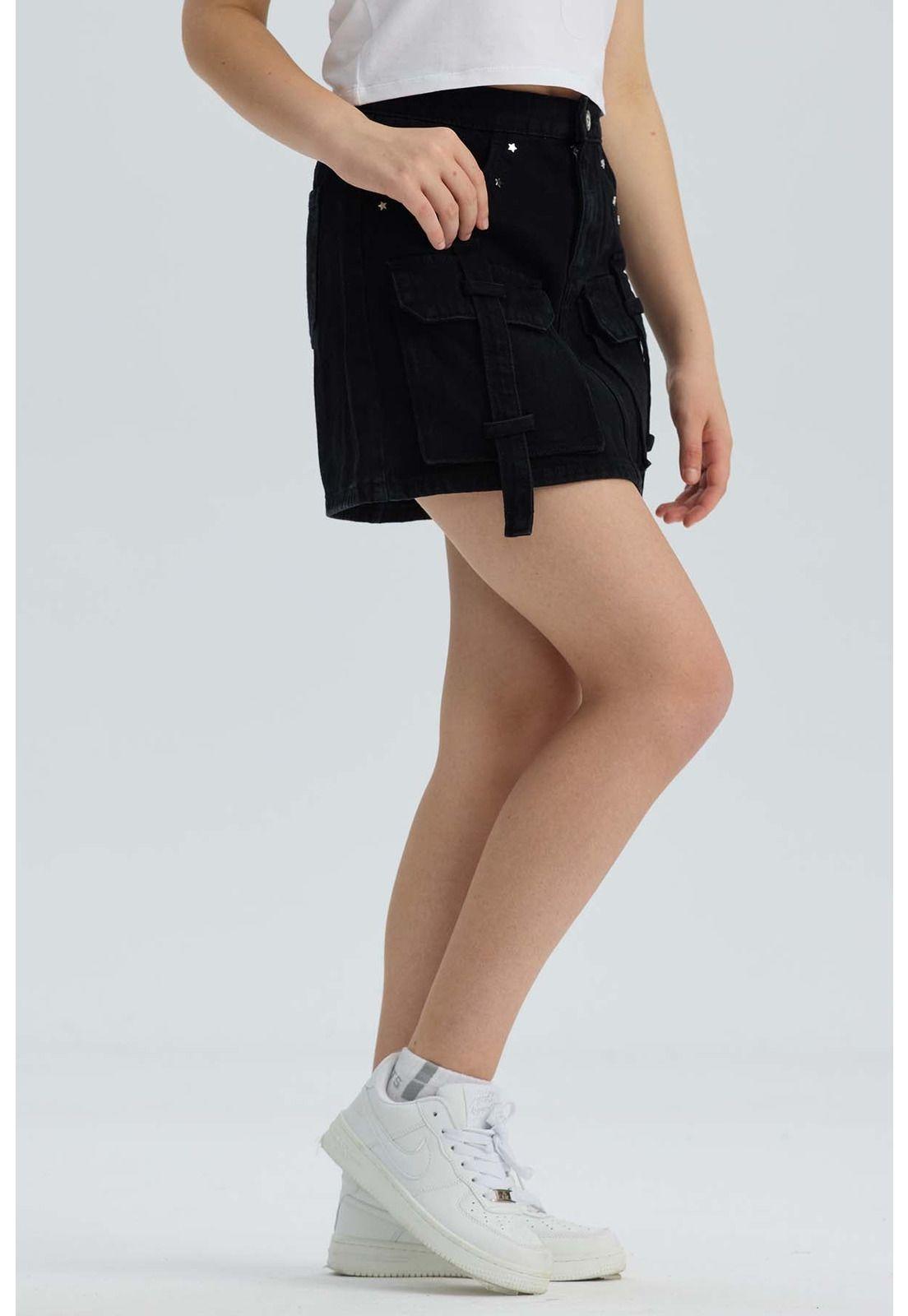 Falda Niña Cargo Negro-1