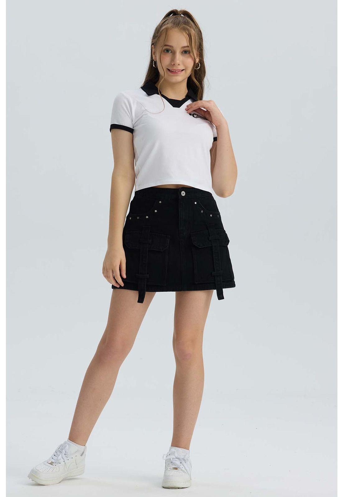 Falda Niña Cargo Negro-3