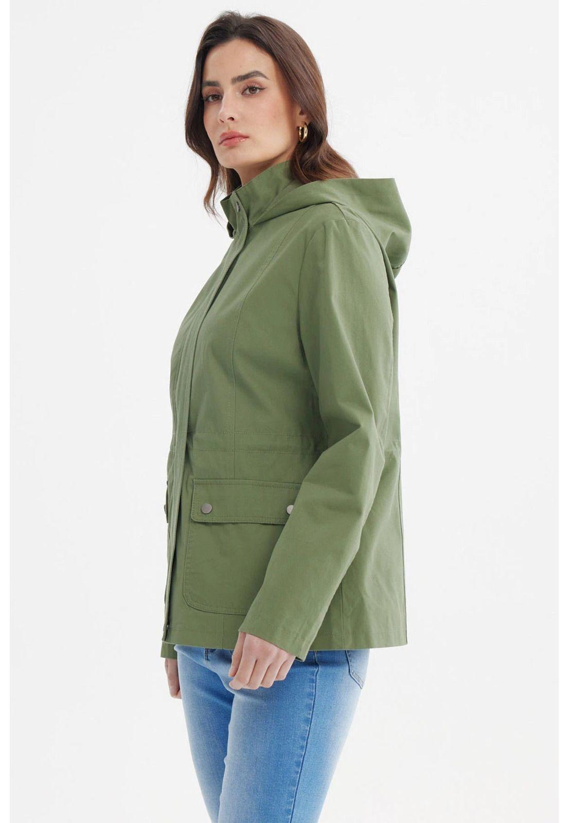 Chaqueta Mujer Con Gorro Verde Olivo-1