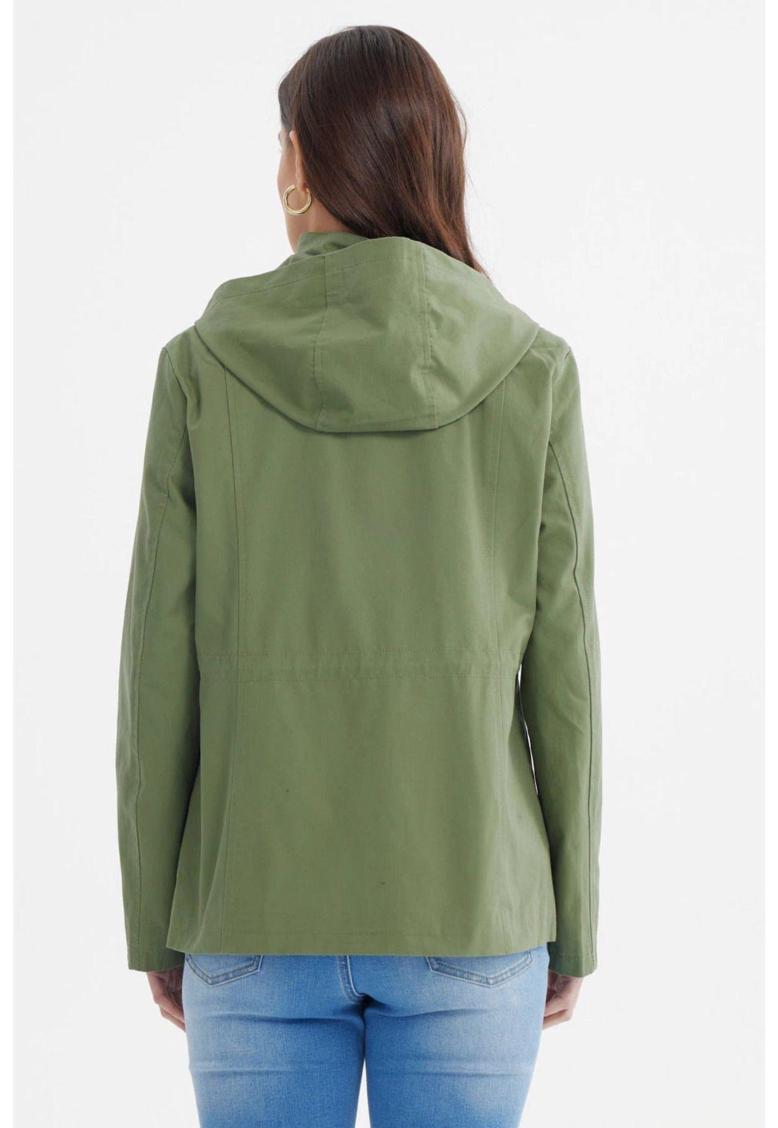 Chaqueta Mujer Con Gorro Verde Olivo-2