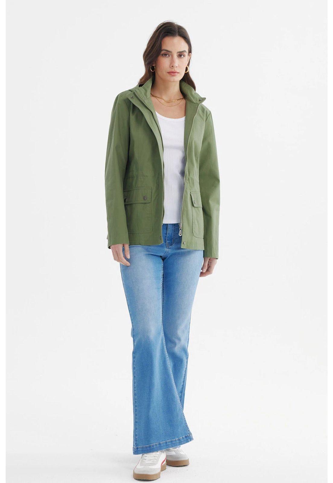Chaqueta Mujer Con Gorro Verde Olivo-3