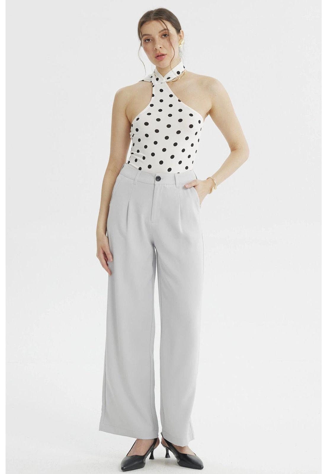 Pantalón Mujer Sastrero Calce Recto Gris- ll-3