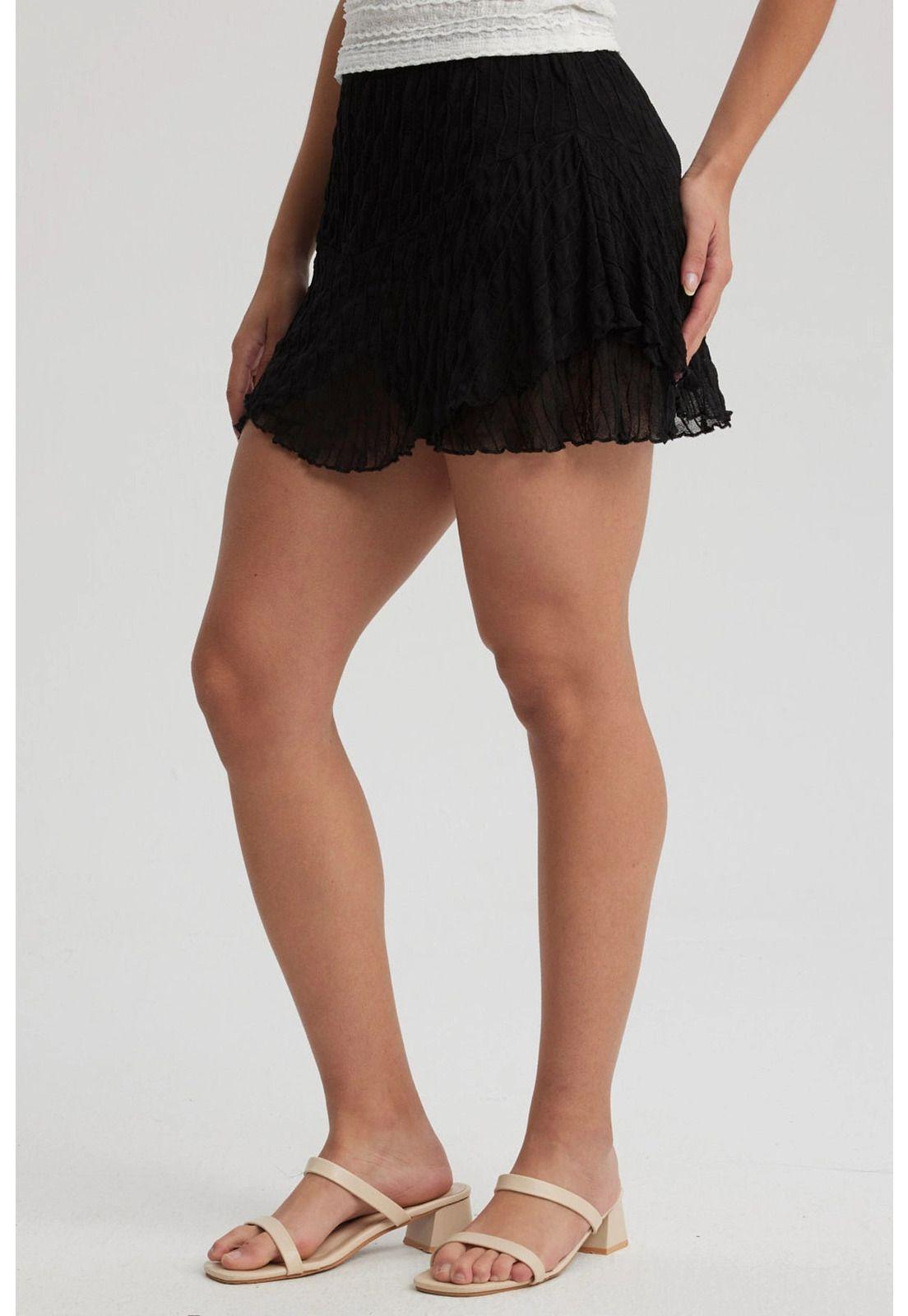 Short Mujer Panal Y Vuelos Negro-1
