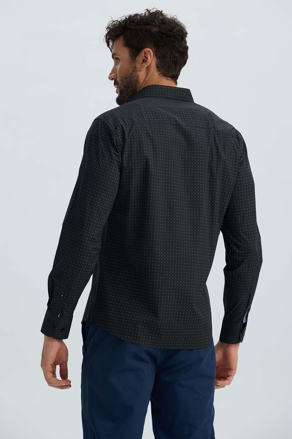 Camisa Hombre Cuello Italiano Negro-2