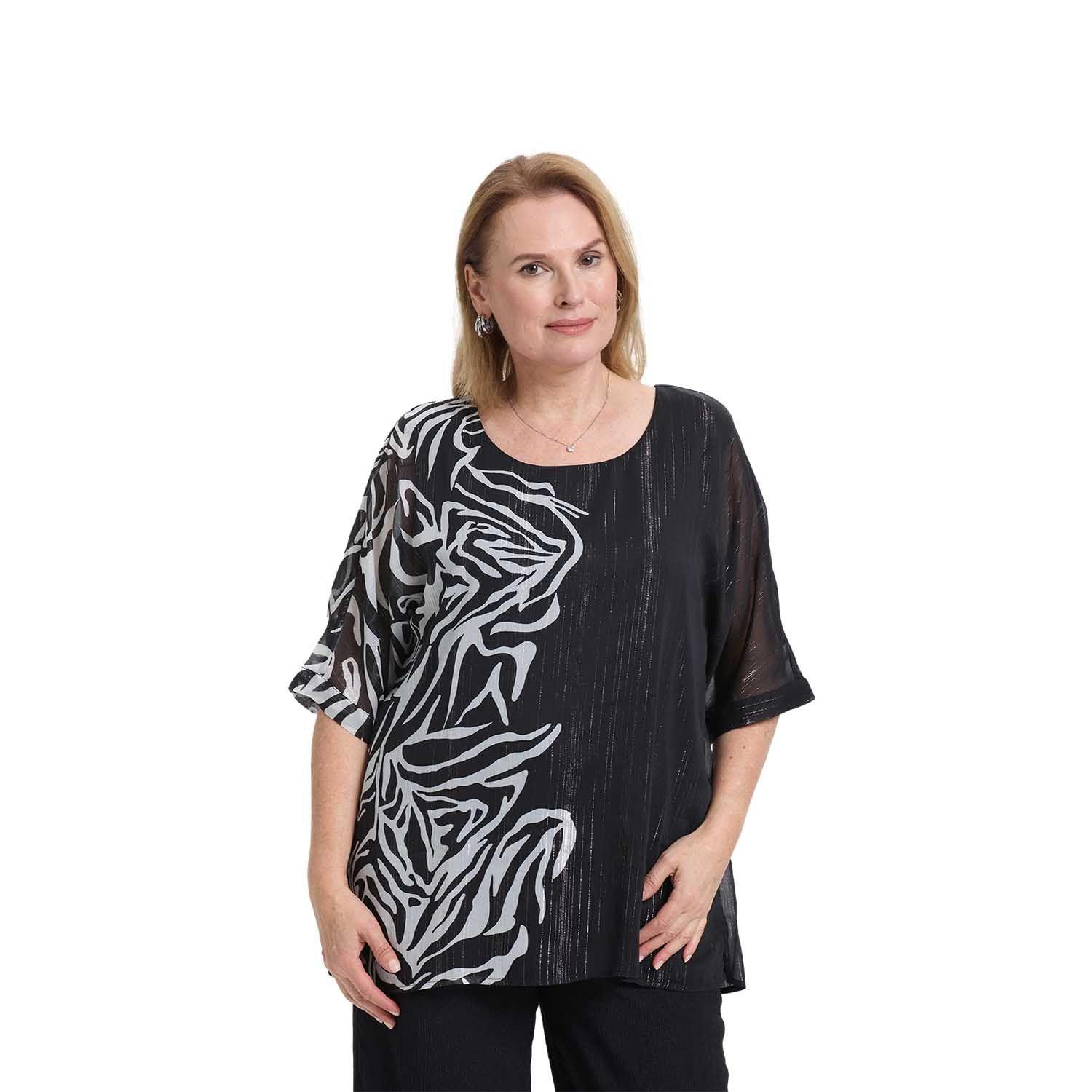 Blusa Mujer Flare Doble Capa Negro Fashion's Park-0