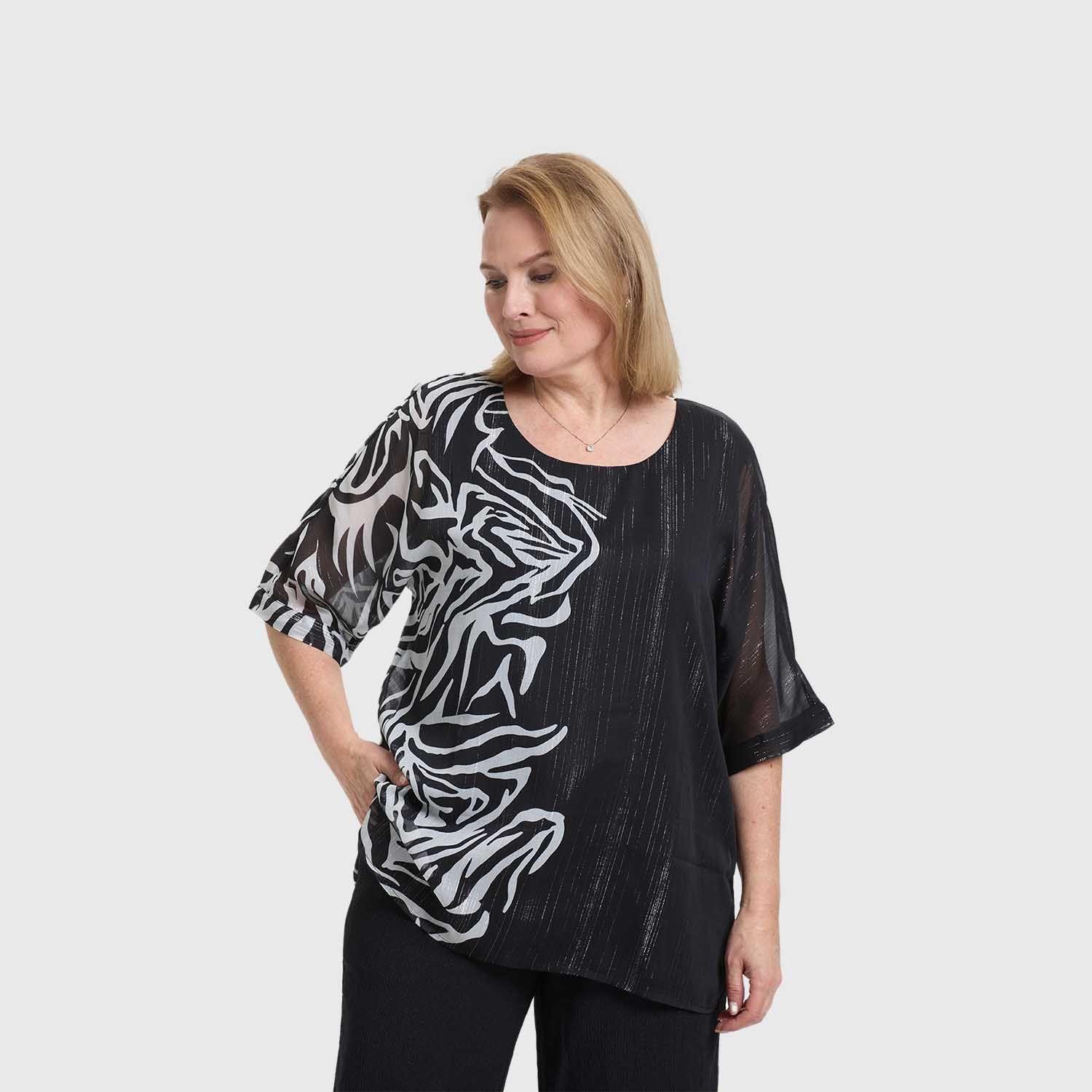 Blusa Mujer Flare Doble Capa Negro Fashion's Park-1