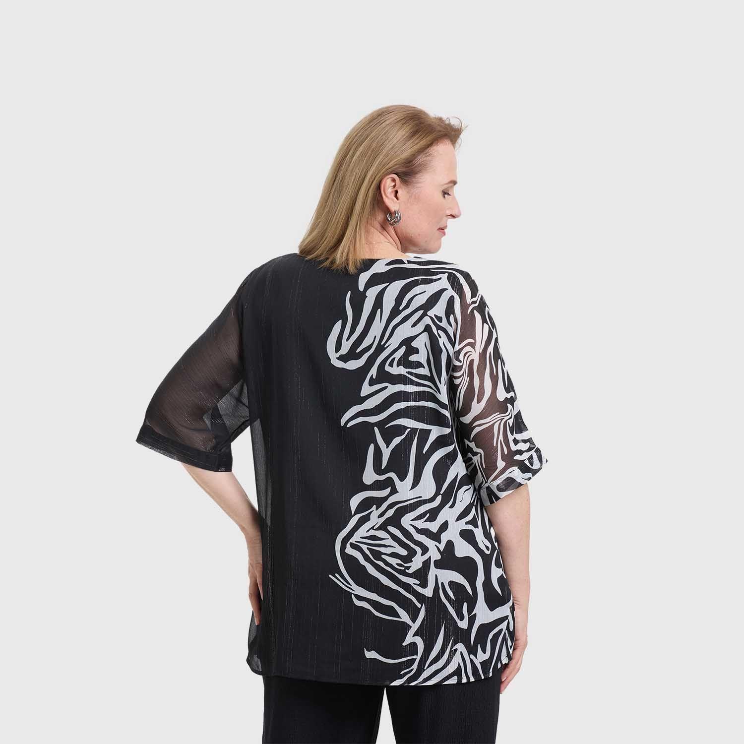 Blusa Mujer Flare Doble Capa Negro Fashion's Park-2