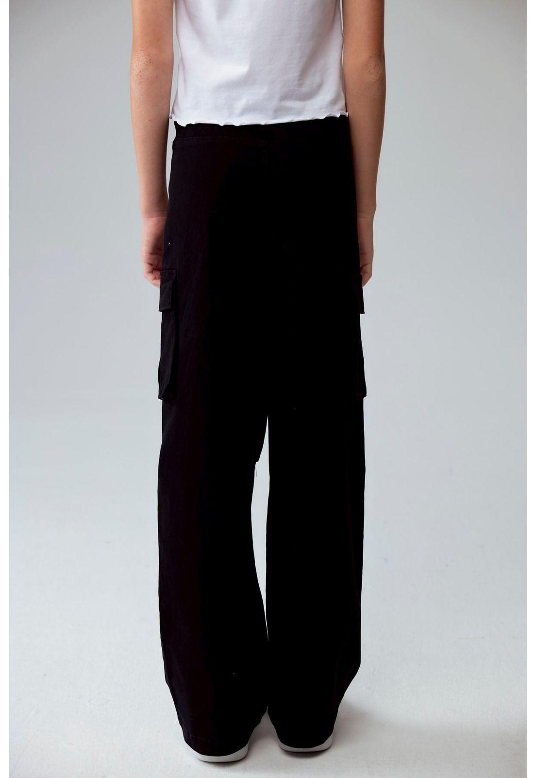 Pantalón Niña Calce Recto Cargo Negro-2