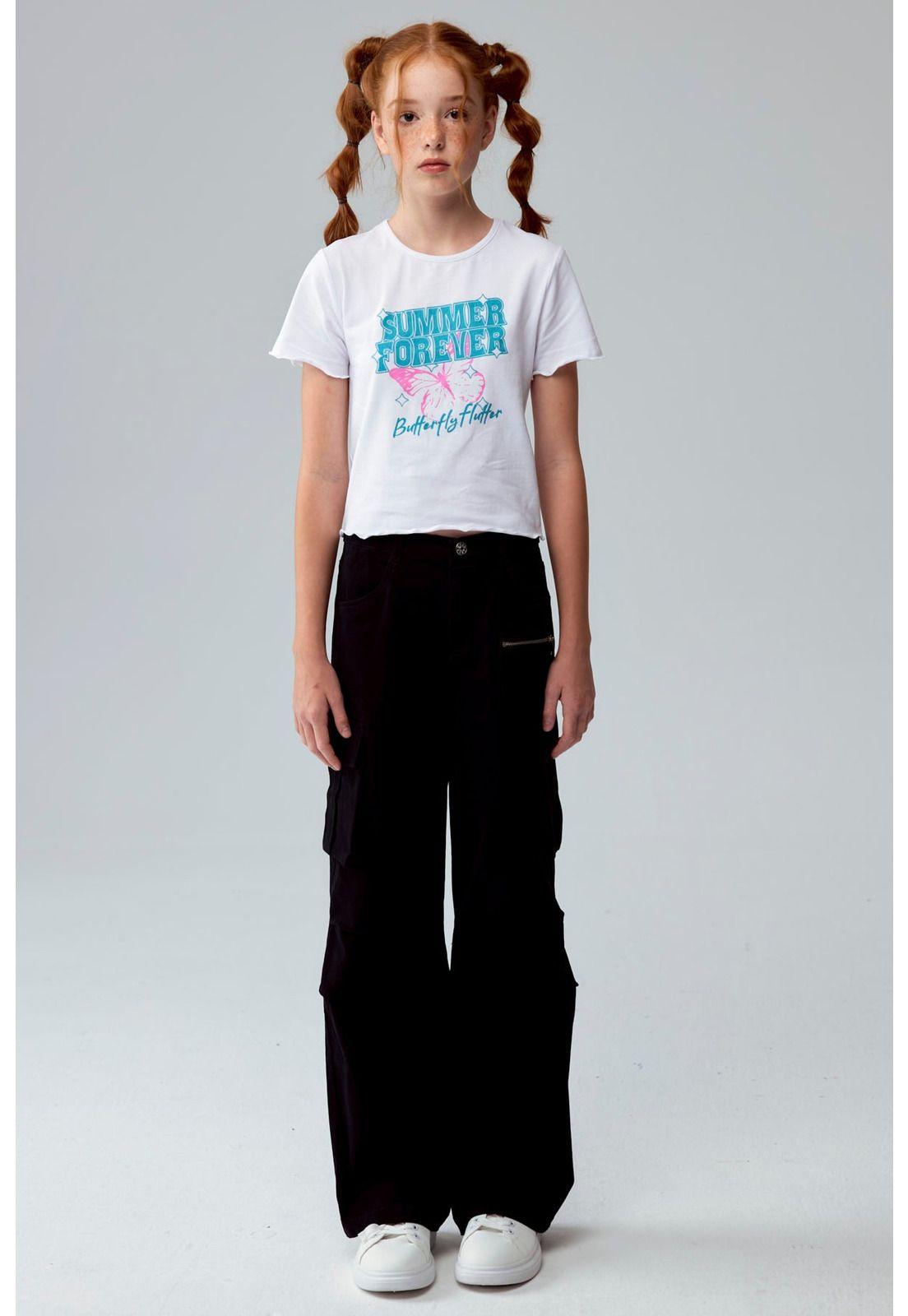 Pantalón Niña Calce Recto Cargo Negro-3